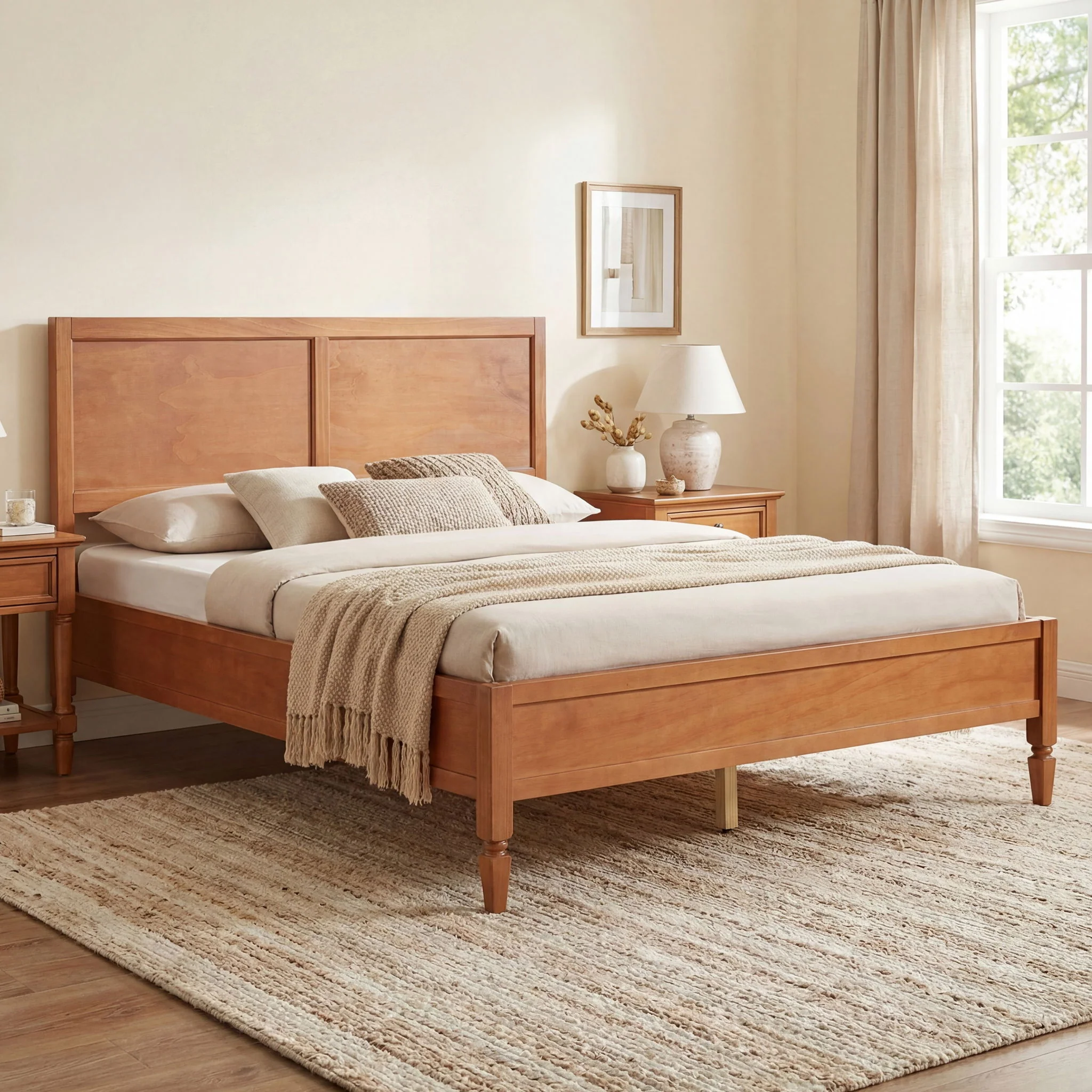 Classic Platform Bed Frame With Panel Headboard - Image 15