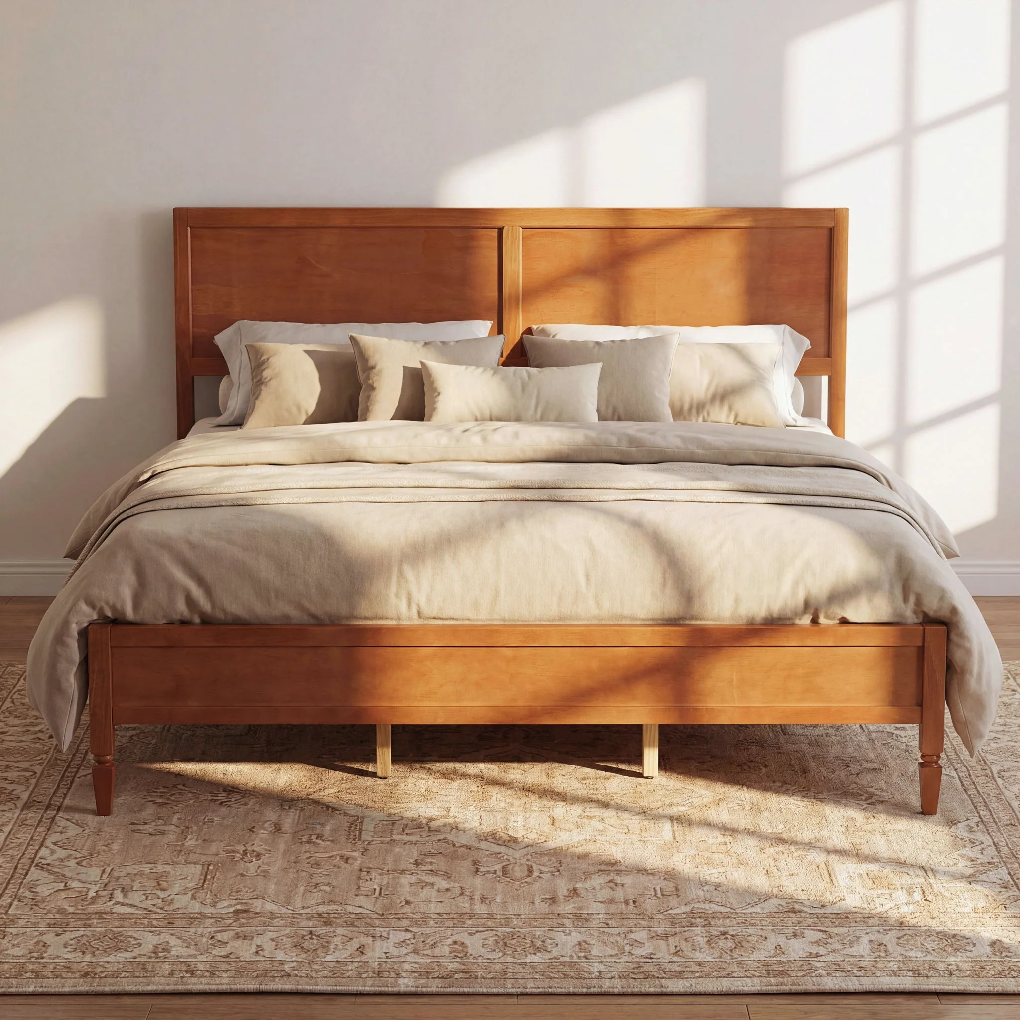 Classic Platform Bed Frame With Panel Headboard - Image 16