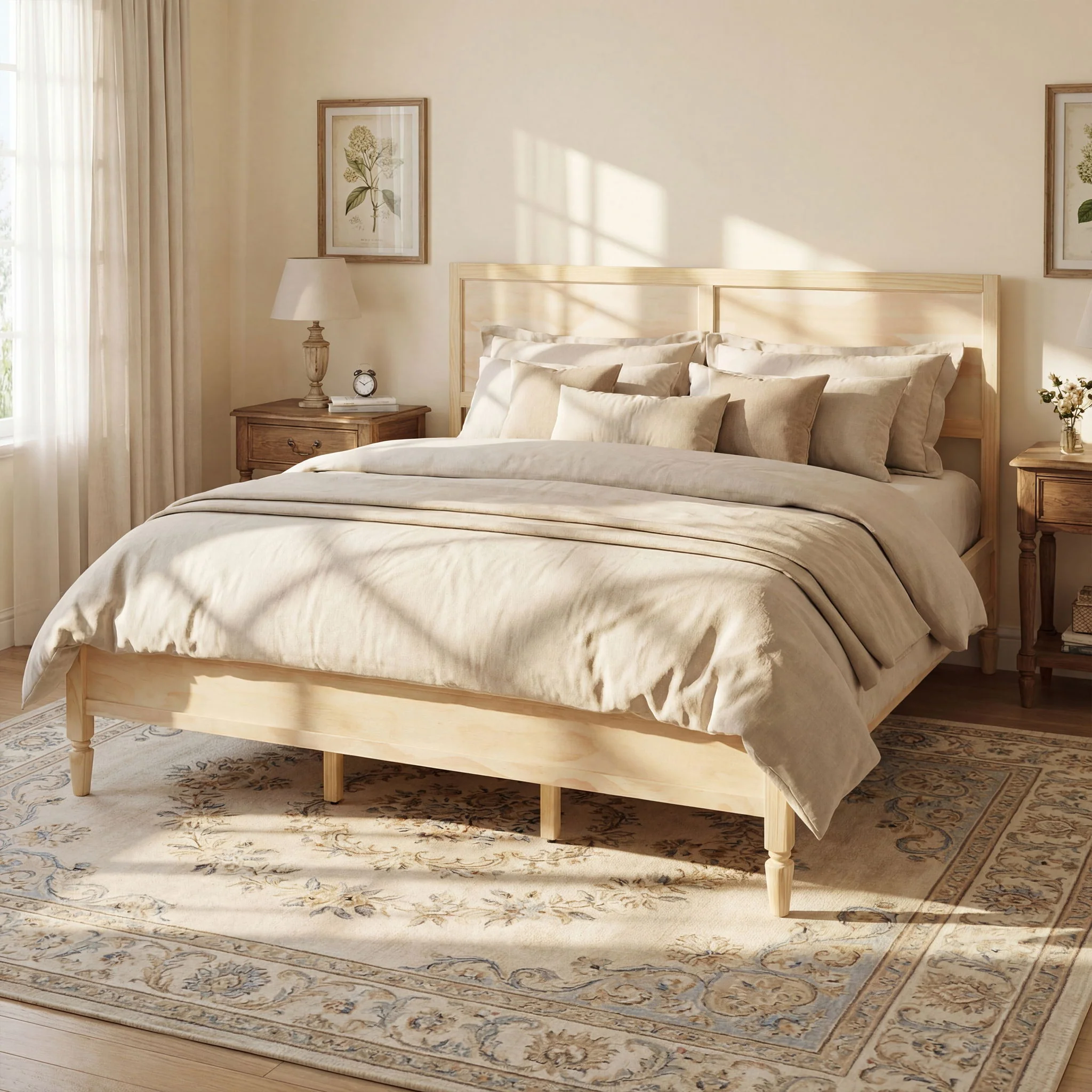 Classic Platform Bed Frame With Panel Headboard - Image 6