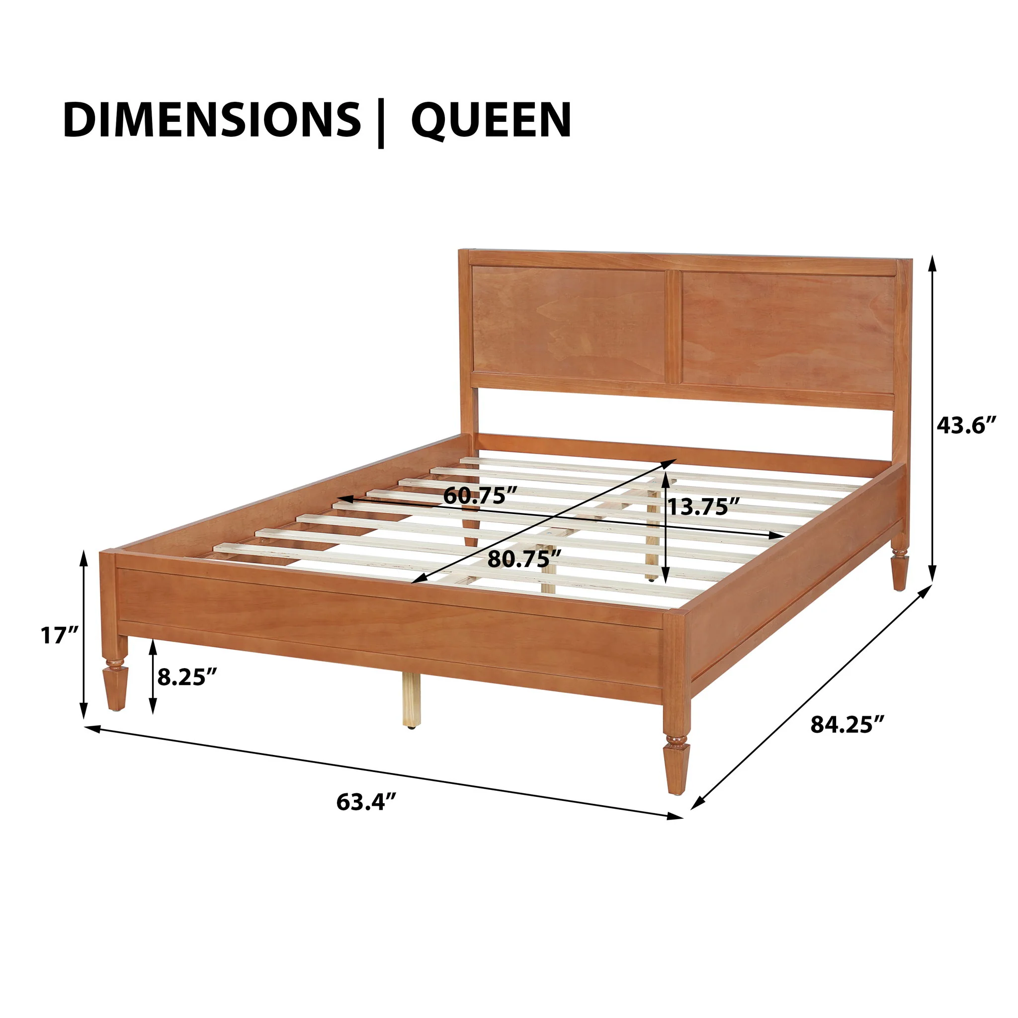 Classic Platform Bed Frame With Panel Headboard - Image 8