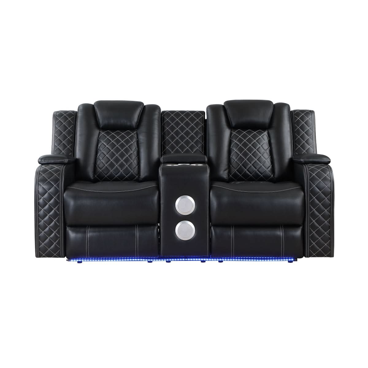 Cleo Black or Dove Contemporary Power Reclining Living Room Set with Power Headrests LED Lights and Bluetooth Speakers - Image 23