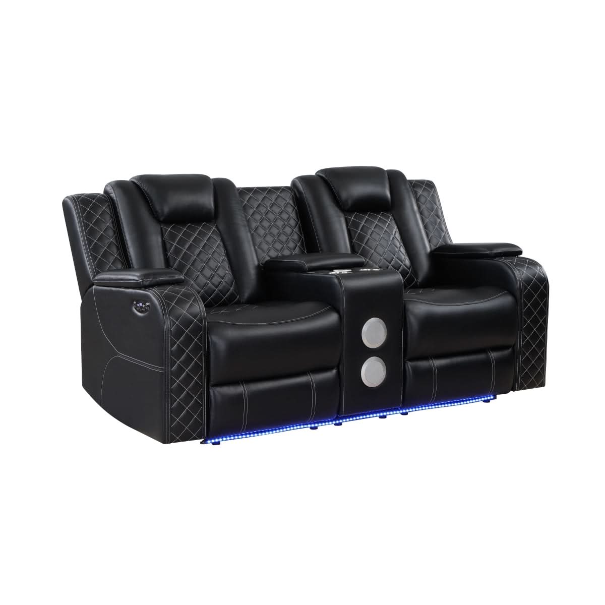 Cleo Black or Dove Contemporary Power Reclining Living Room Set with Power Headrests LED Lights and Bluetooth Speakers - Image 25