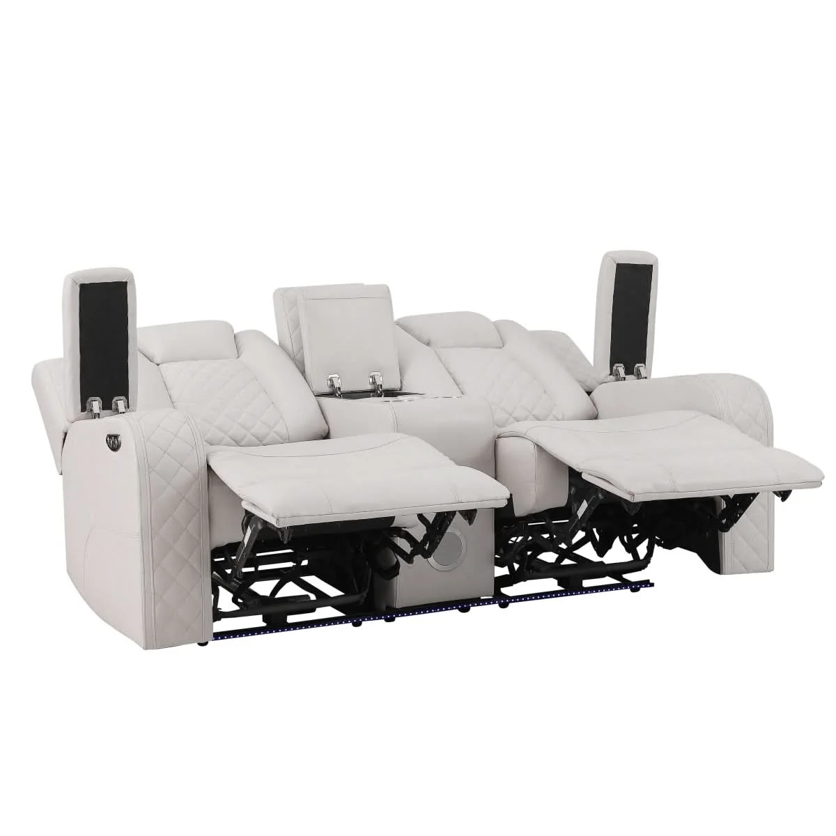 Cleo Black or Dove Contemporary Power Reclining Living Room Set with Power Headrests LED Lights and Bluetooth Speakers - Image 14
