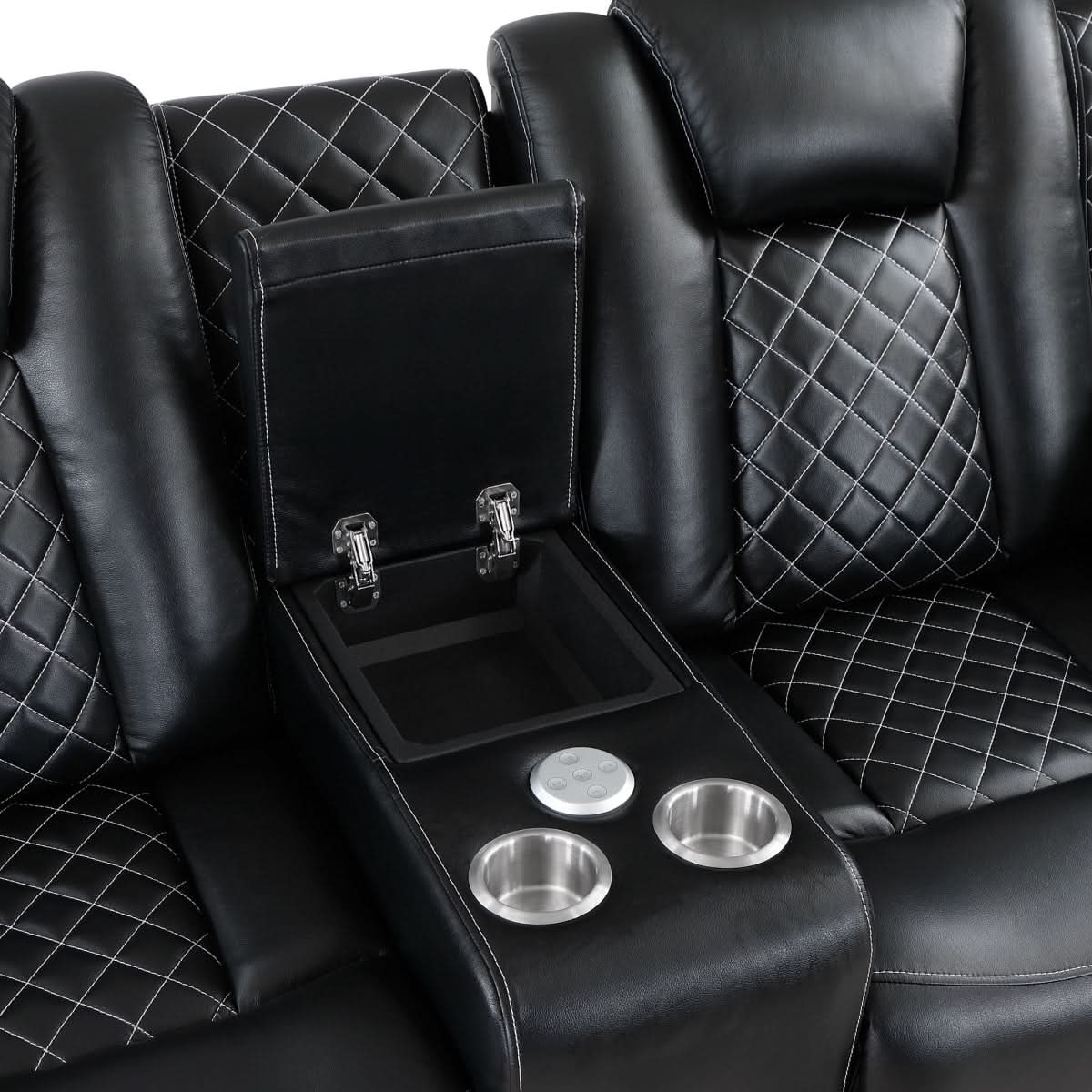 Cleo Black or Dove Contemporary Power Reclining Living Room Set with Power Headrests LED Lights and Bluetooth Speakers - Image 29