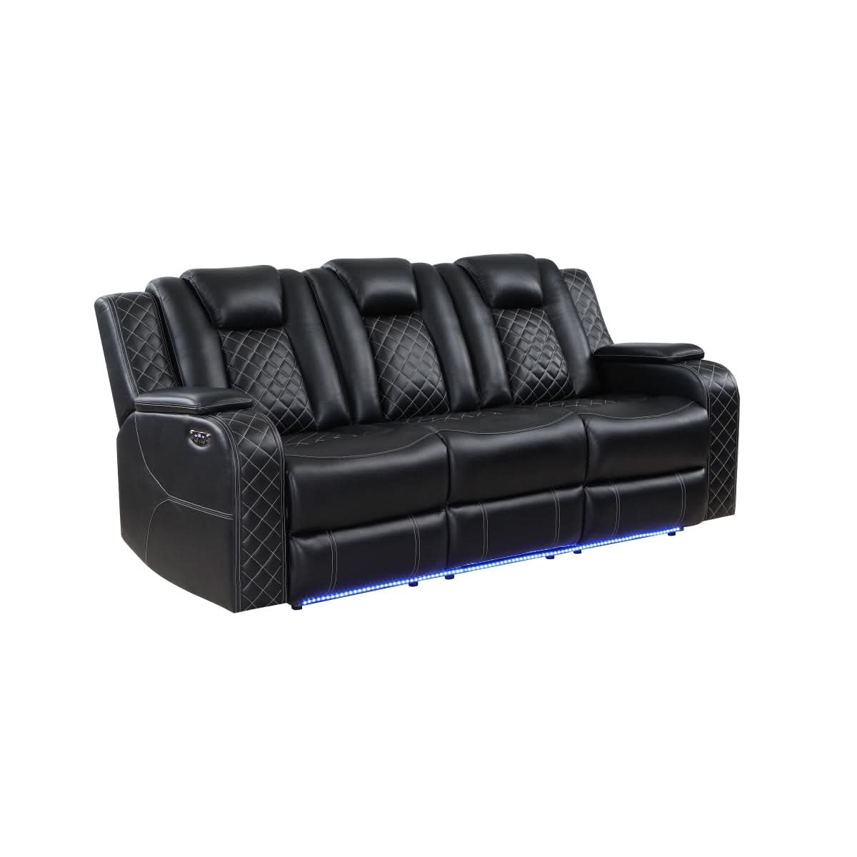 Cleo Black or Dove Contemporary Power Reclining Living Room Set with Power Headrests LED Lights and Bluetooth Speakers - Image 24