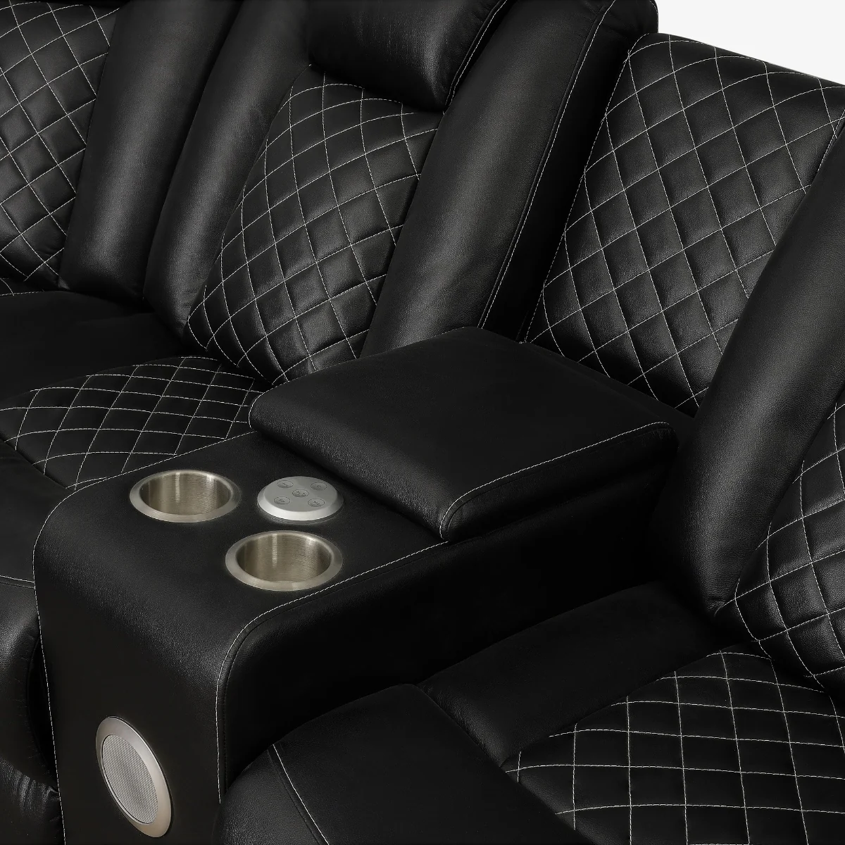 Cleo Black or Dove Contemporary 3PC Power Reclining Sectional with LED Lights Bluetooth Speakers and Cup Holders - Image 17