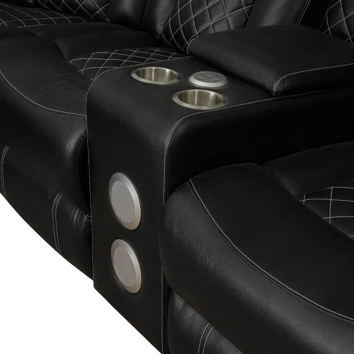 Cleo Black or Dove Contemporary 3PC Power Reclining Sectional with LED Lights Bluetooth Speakers and Cup Holders - Image 18