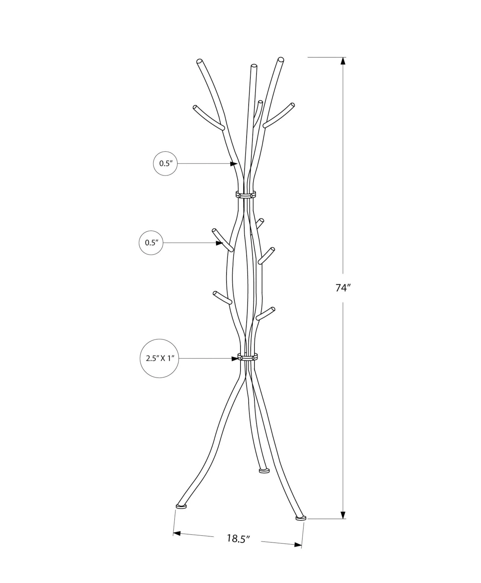 Coat Rack, Hall Tree, Free Standing, 11 Hooks, Entryway, Contemporary & Modern - Image 10