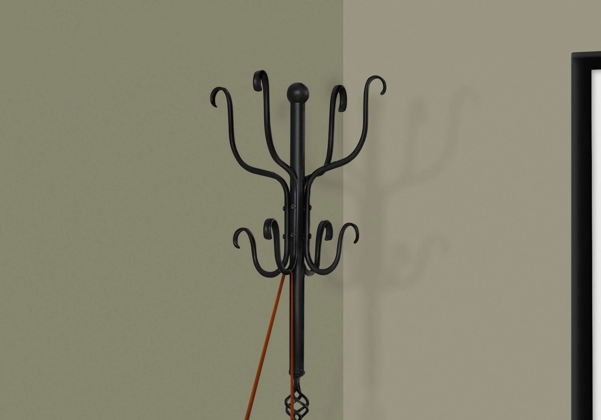 Coat Rack, Hall Tree, Free Standing, 8 Hooks, Entryway, Transitional - Black - Image 4