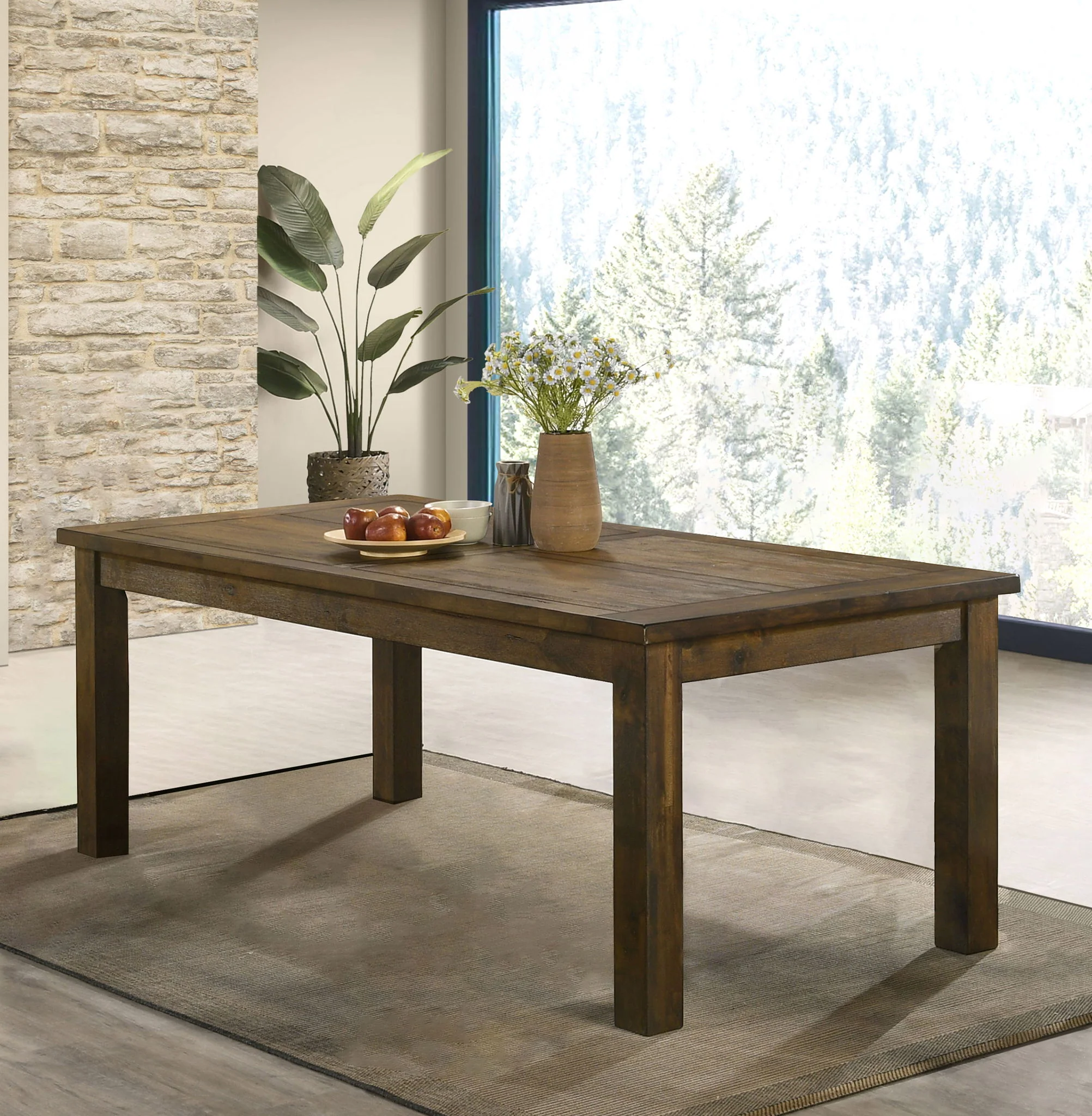 Coleman Rectangular 79-inch Dining Table Rustic Golden Brown - Image 4
