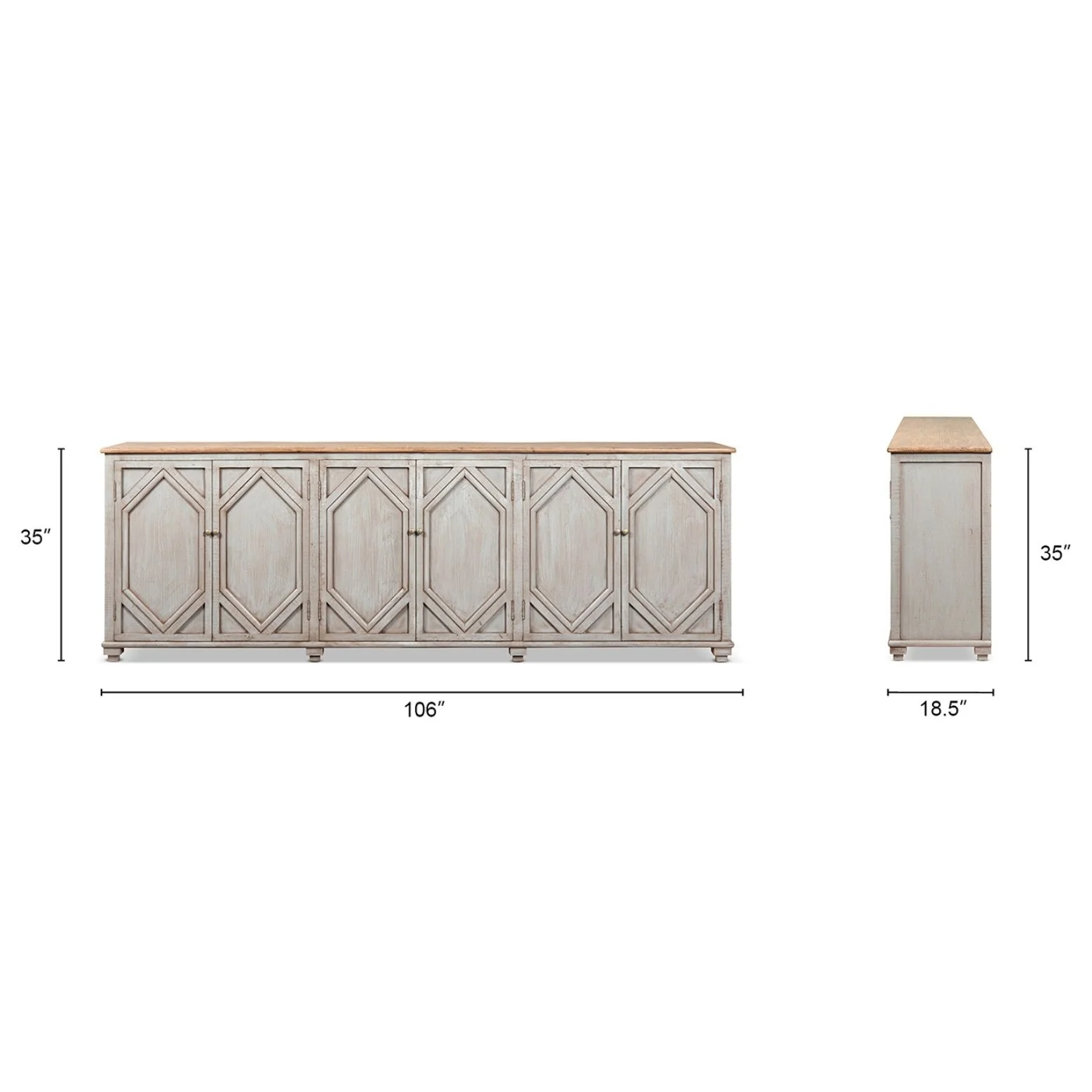 Colette - 6 Door Cabinet Sideboard - Brown - Image 2