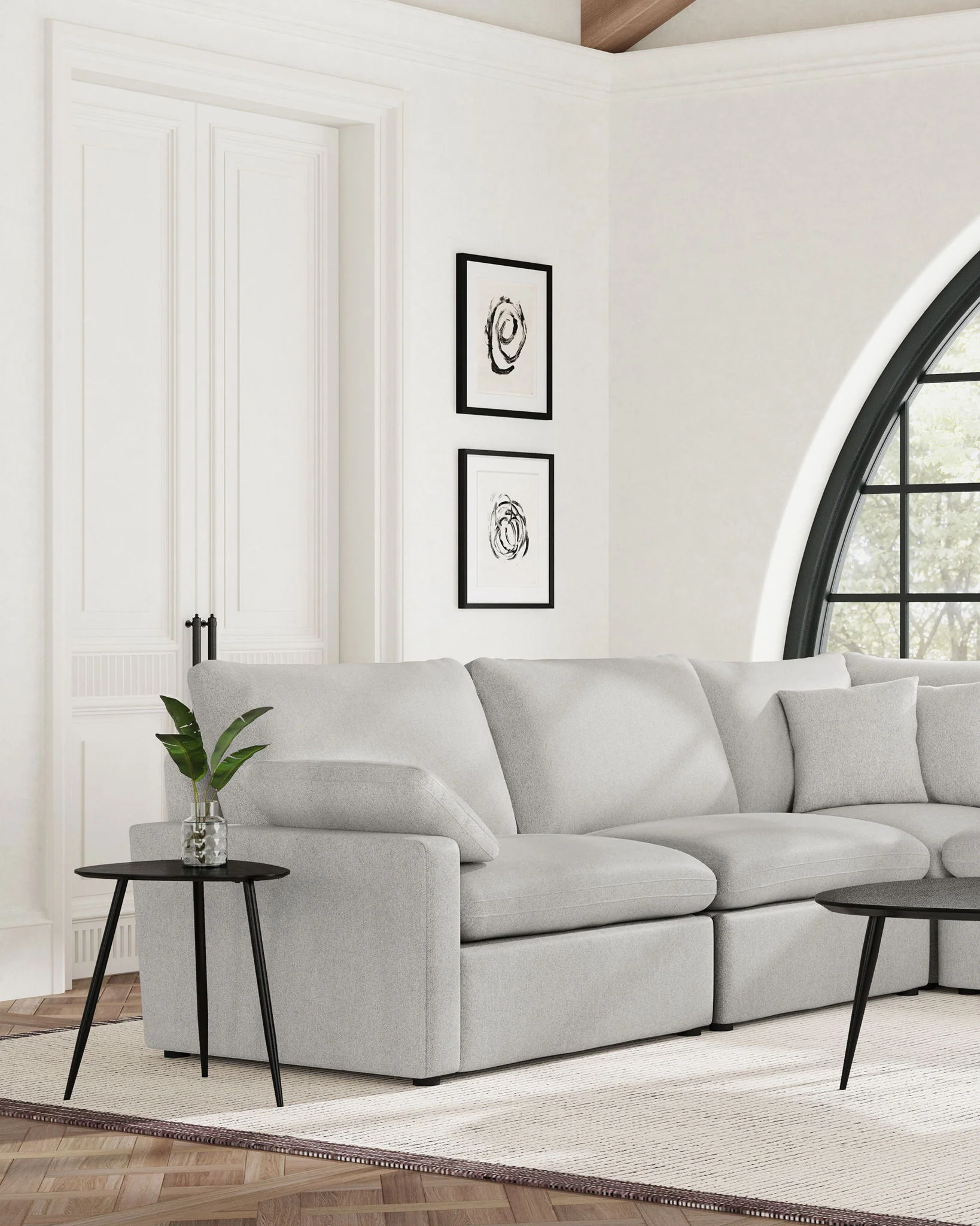 Collins Modular Armless Chair Grey - Image 3