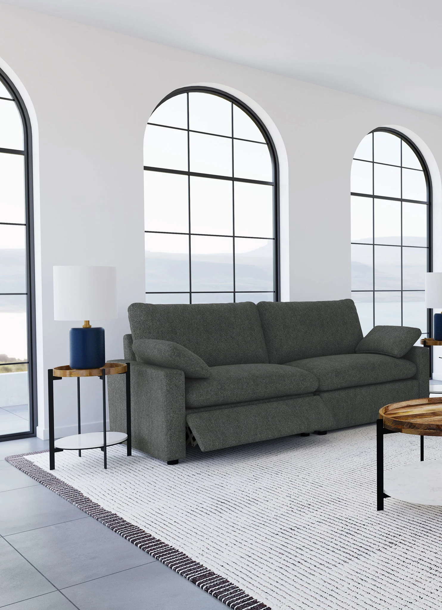 Collins Modular Power Loveseat Dark Grey - Image 4