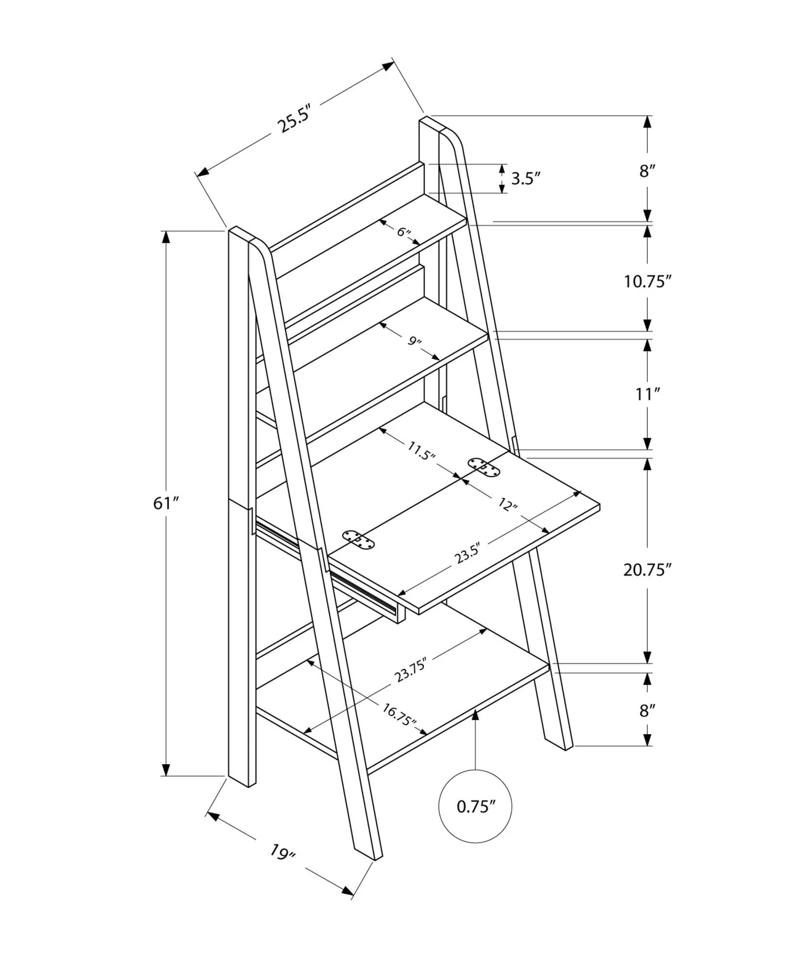 Computer Desk For Home Office, Laptop, Leaning, Storage Shelves - Image 8