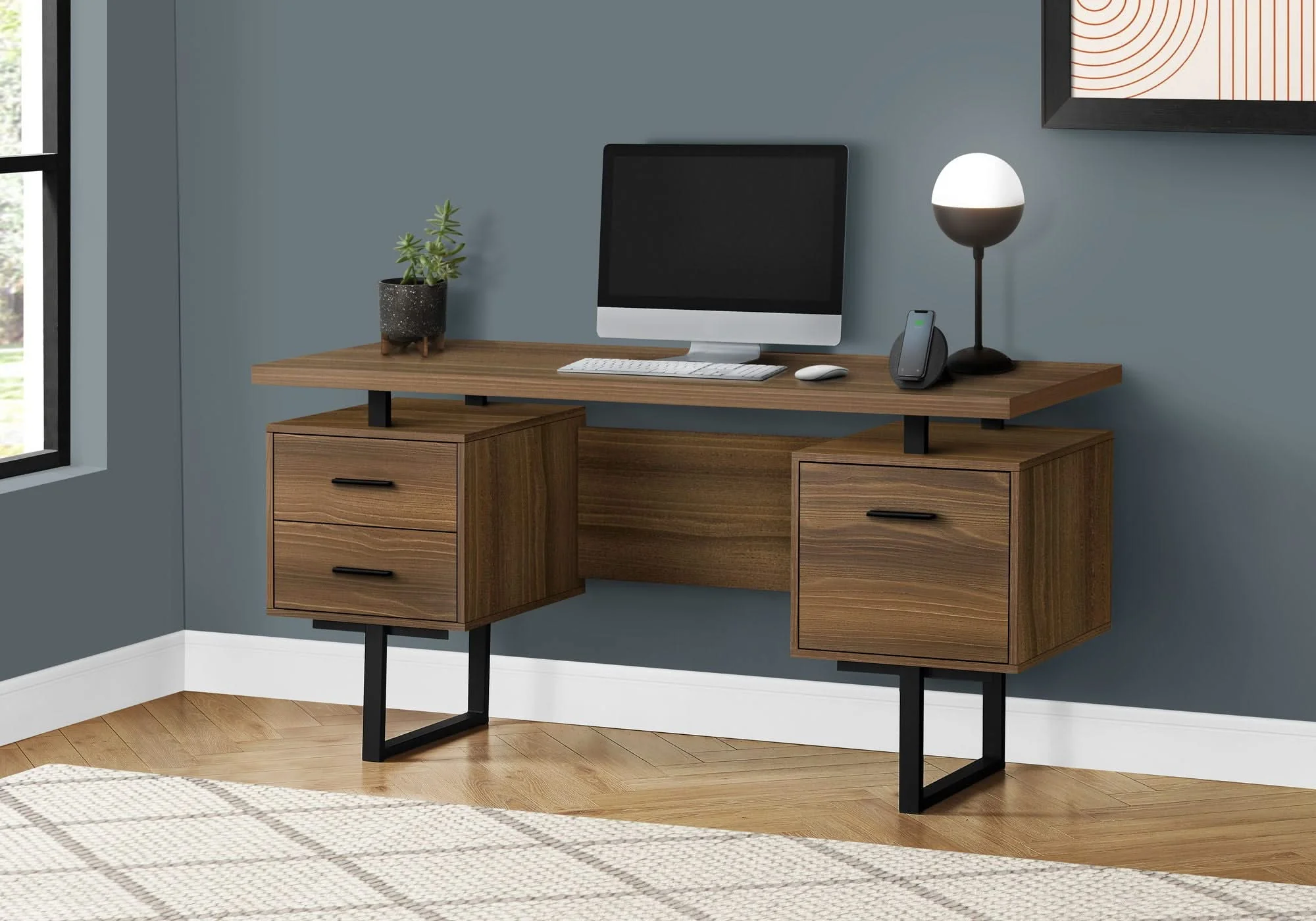 Computer Desk For Home Office, Laptop, Left, Right Set - Up, Storage Drawers, Contemporary & Modern - Image 10
