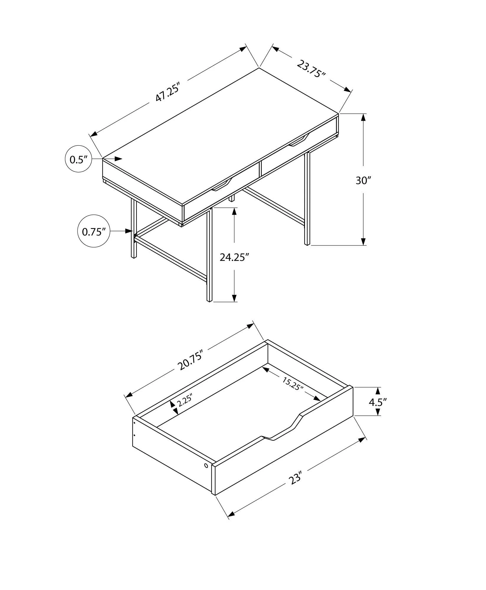 Computer Desk For Home Office, Laptop, Storage Drawers, Contemporary & Modern - Image 12