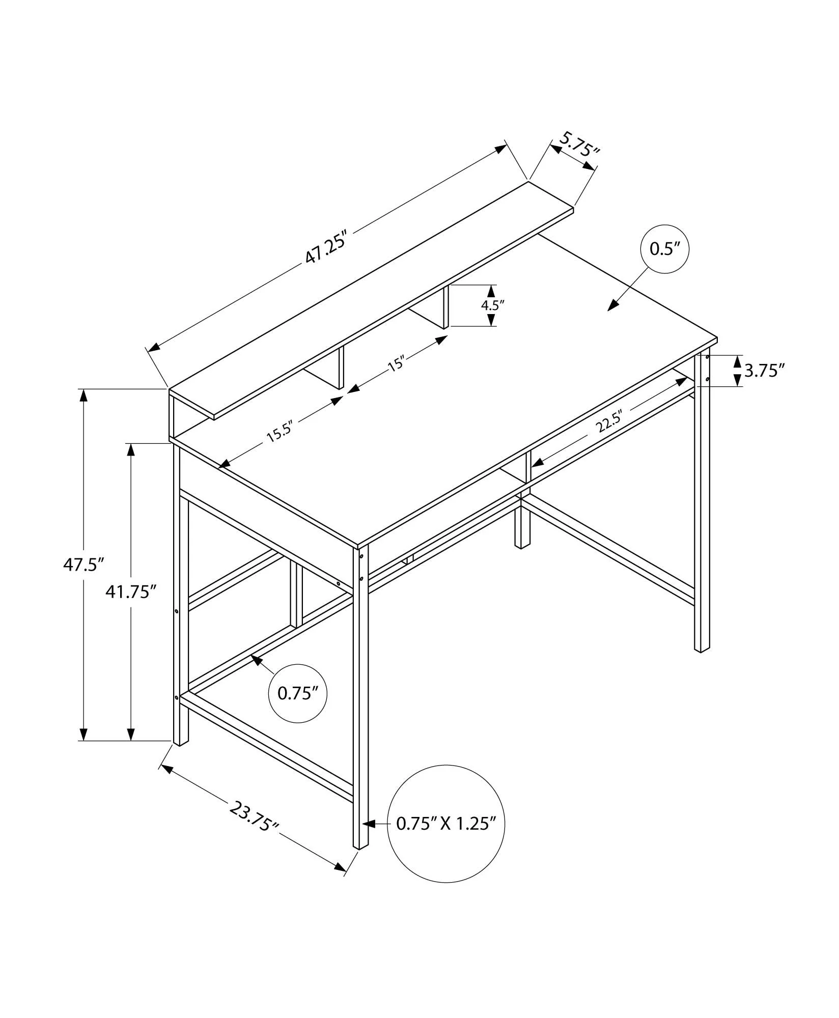 Computer Desk For Home Office, Standing, Storage Shelves, Laptop, Contemporary & Modern - Image 13