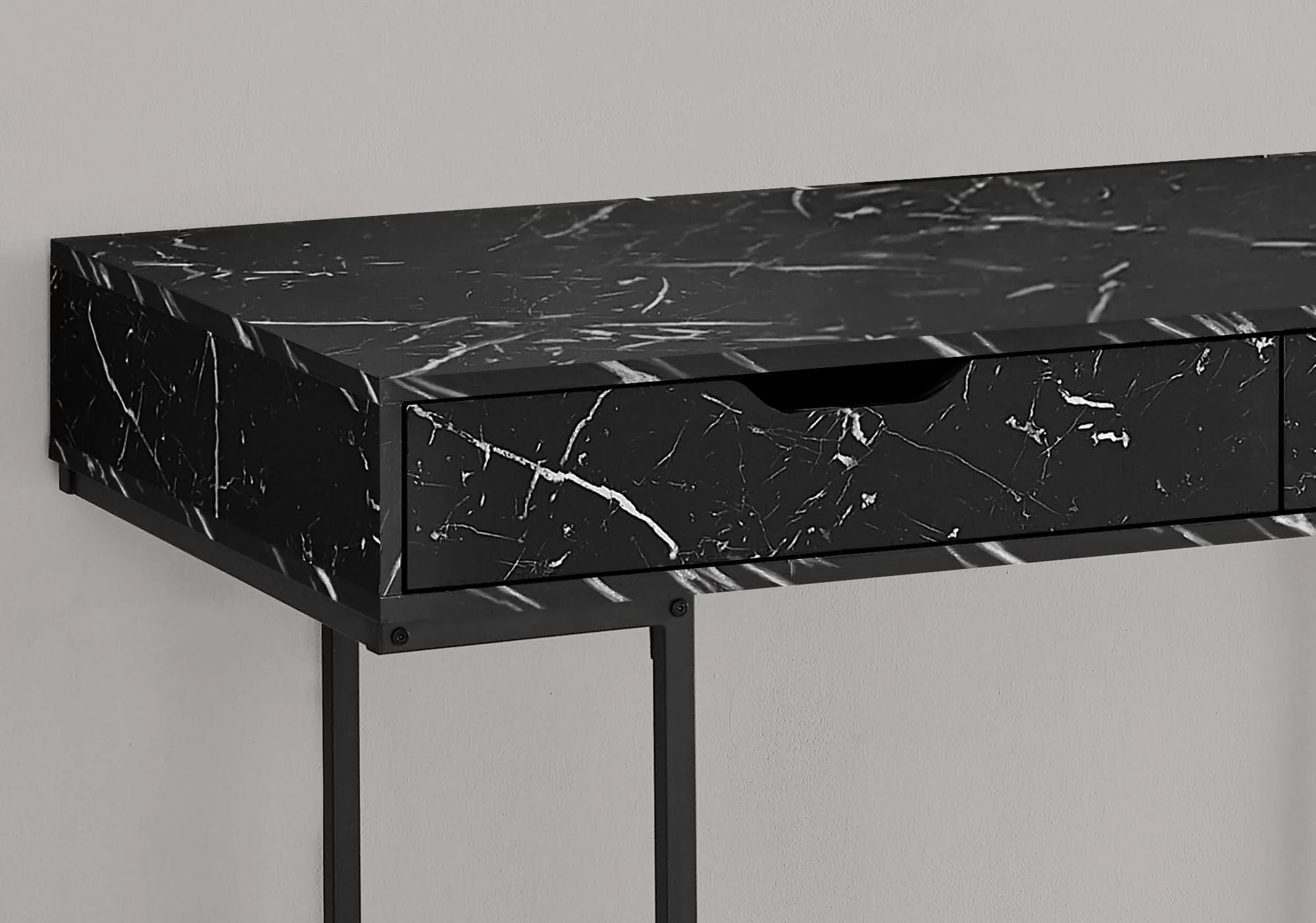 Computer Desk For Home Office, Storage Drawers, Marble Look Contemporary & Modern - Image 4