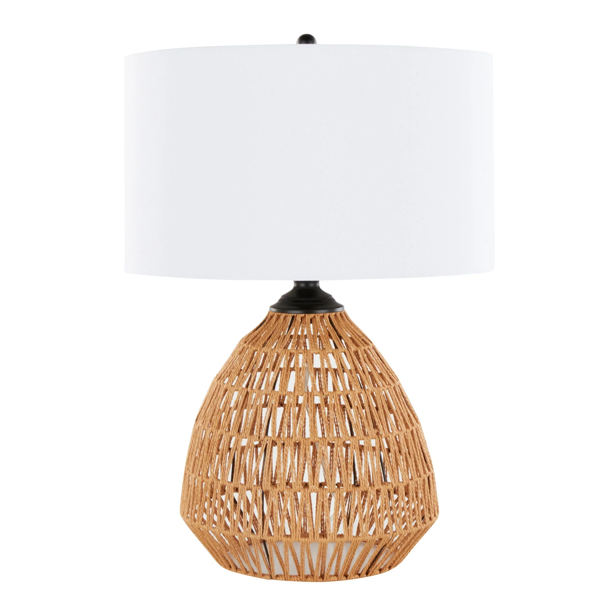 Congo - Contemporary Rattan Table Lamp - Natural / Matte Black / White - Image 2