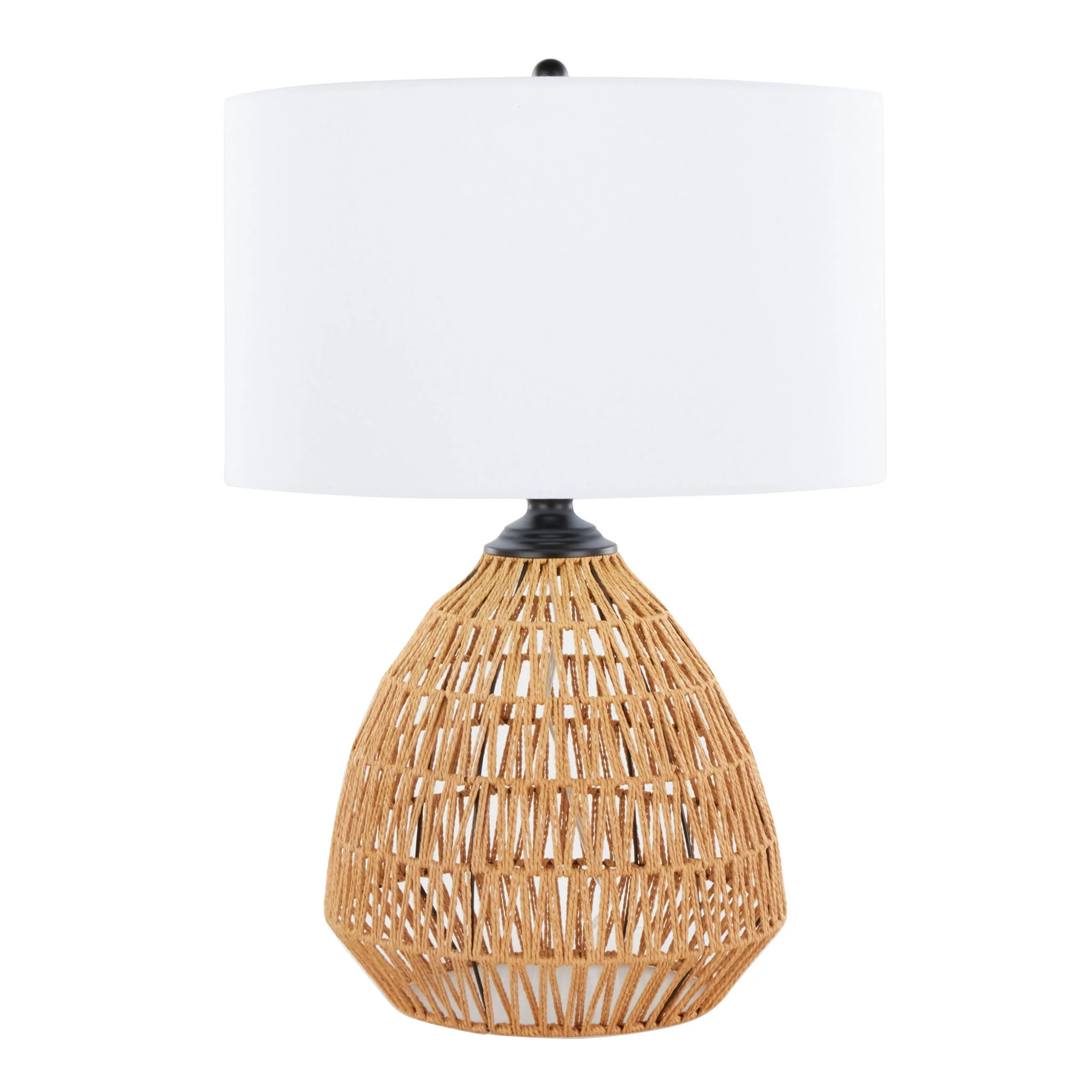 Congo - Contemporary Rattan Table Lamp - Natural / Matte Black / White - Image 3