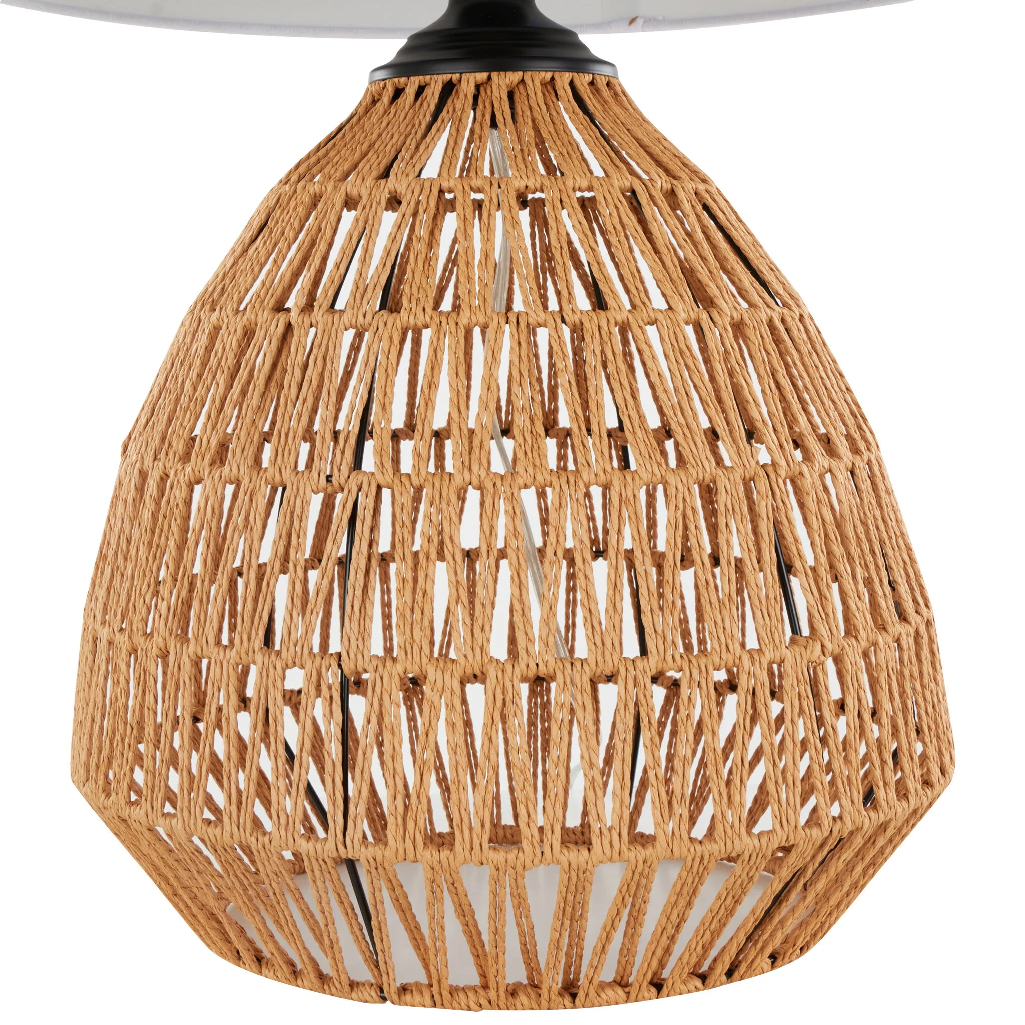 Congo - Contemporary Rattan Table Lamp - Natural / Matte Black / White - Image 4