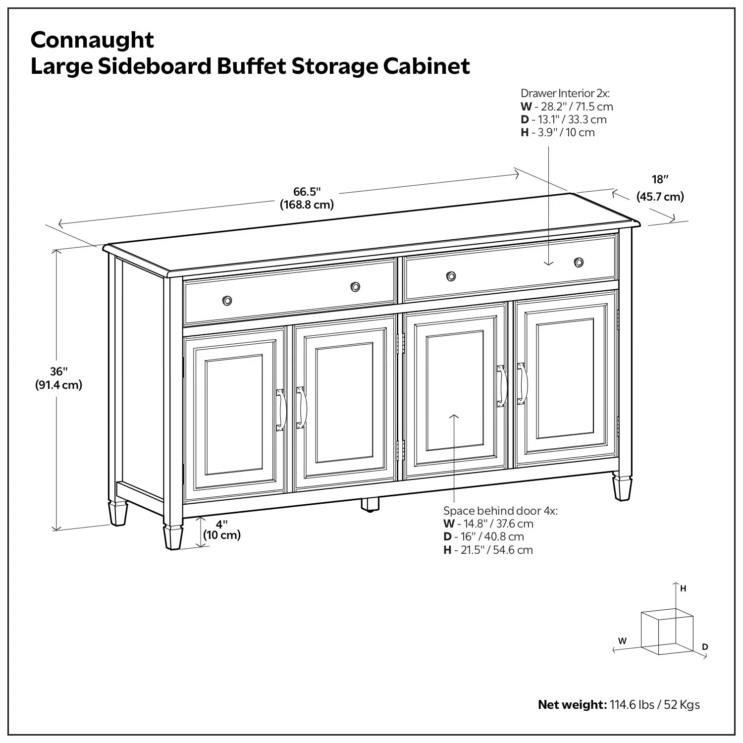 Connaught - Large Sideboard Buffet Storage Cabinet - Image 8