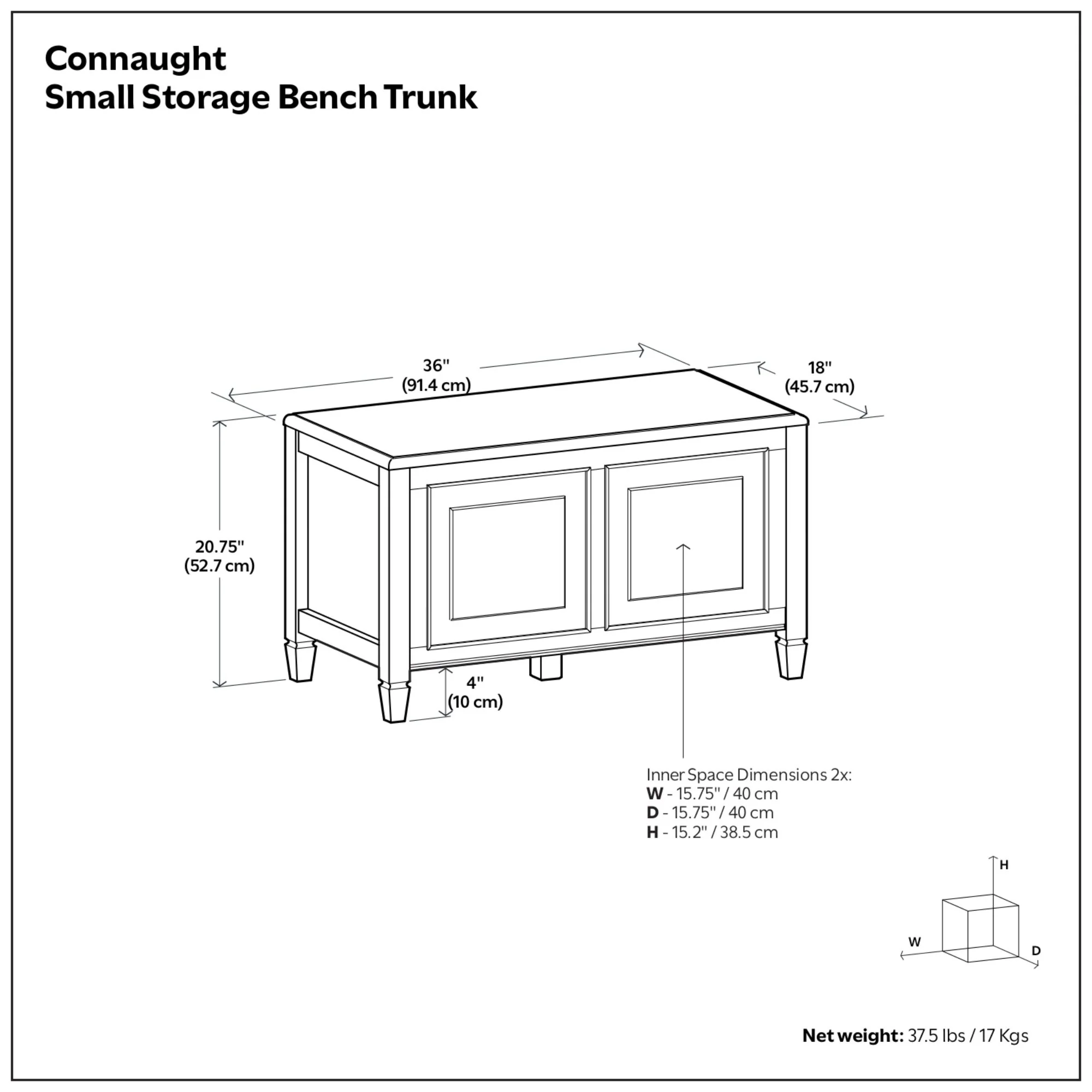 Connaught - Wide Storage Bench Trunk - Chestnut - Image 2