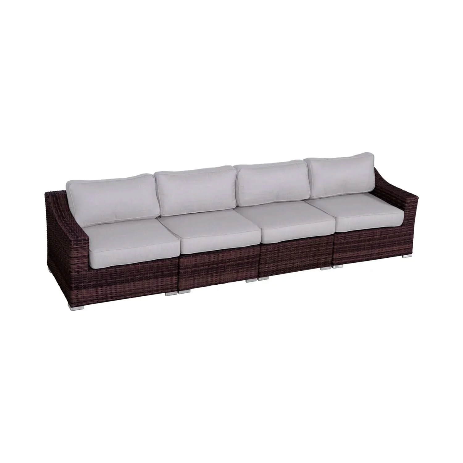 Contemporary Outdoor Rattan Wicker Sectional Seating Group With Cushions - Image 10