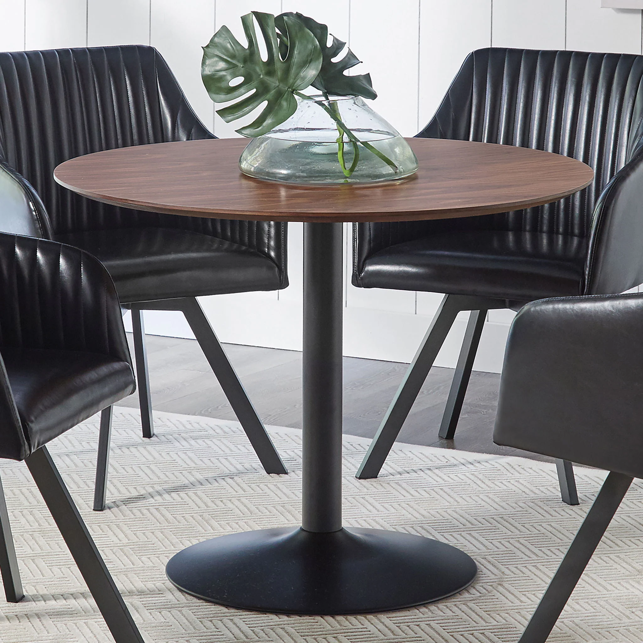 Cora Round 40-inch Wood Top Dining Table Brown Walnut - Image 4