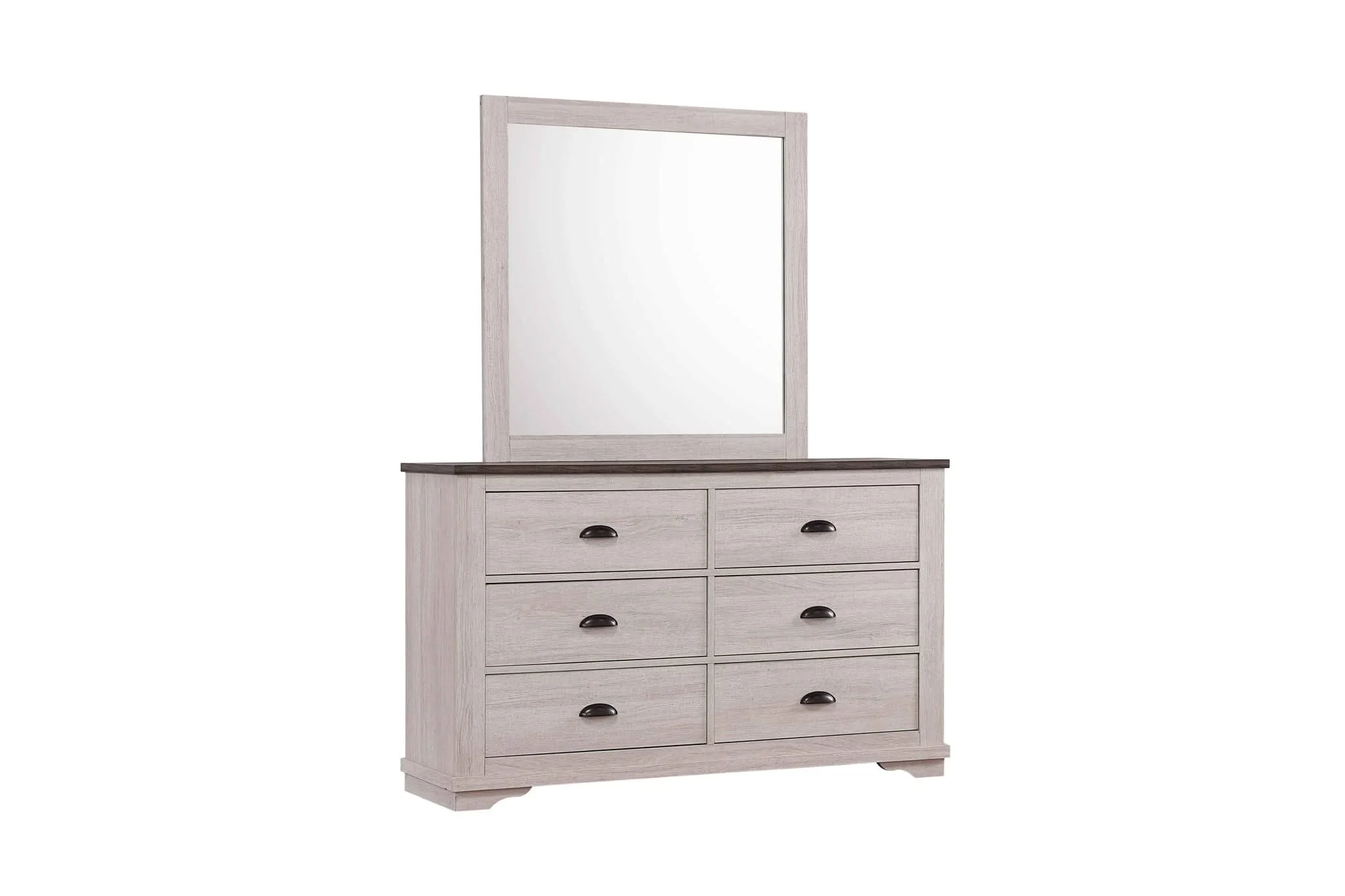 Coralee - Dresser & Mirror - Chalk / Gray