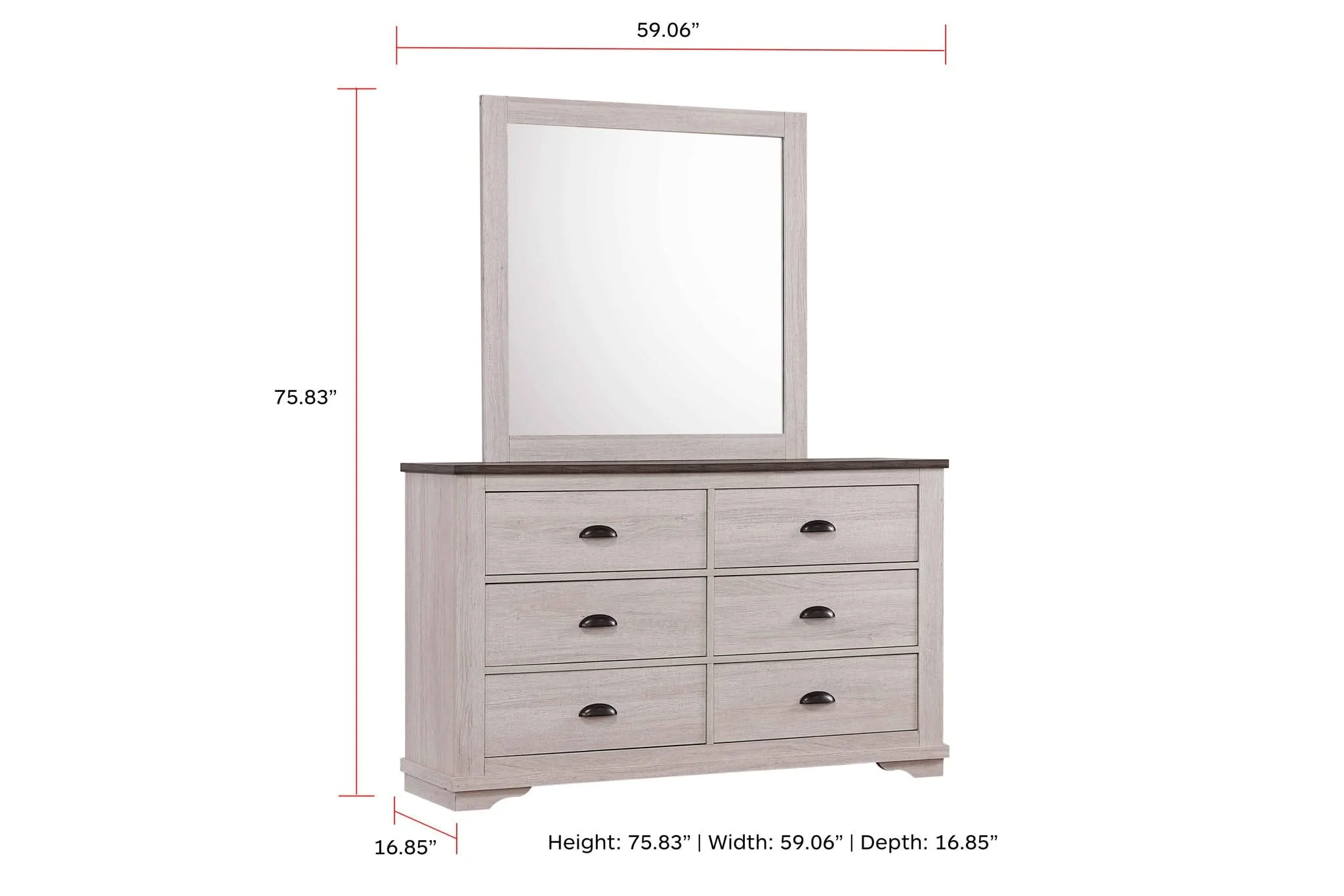Coralee - Dresser & Mirror - Chalk / Gray - Image 2