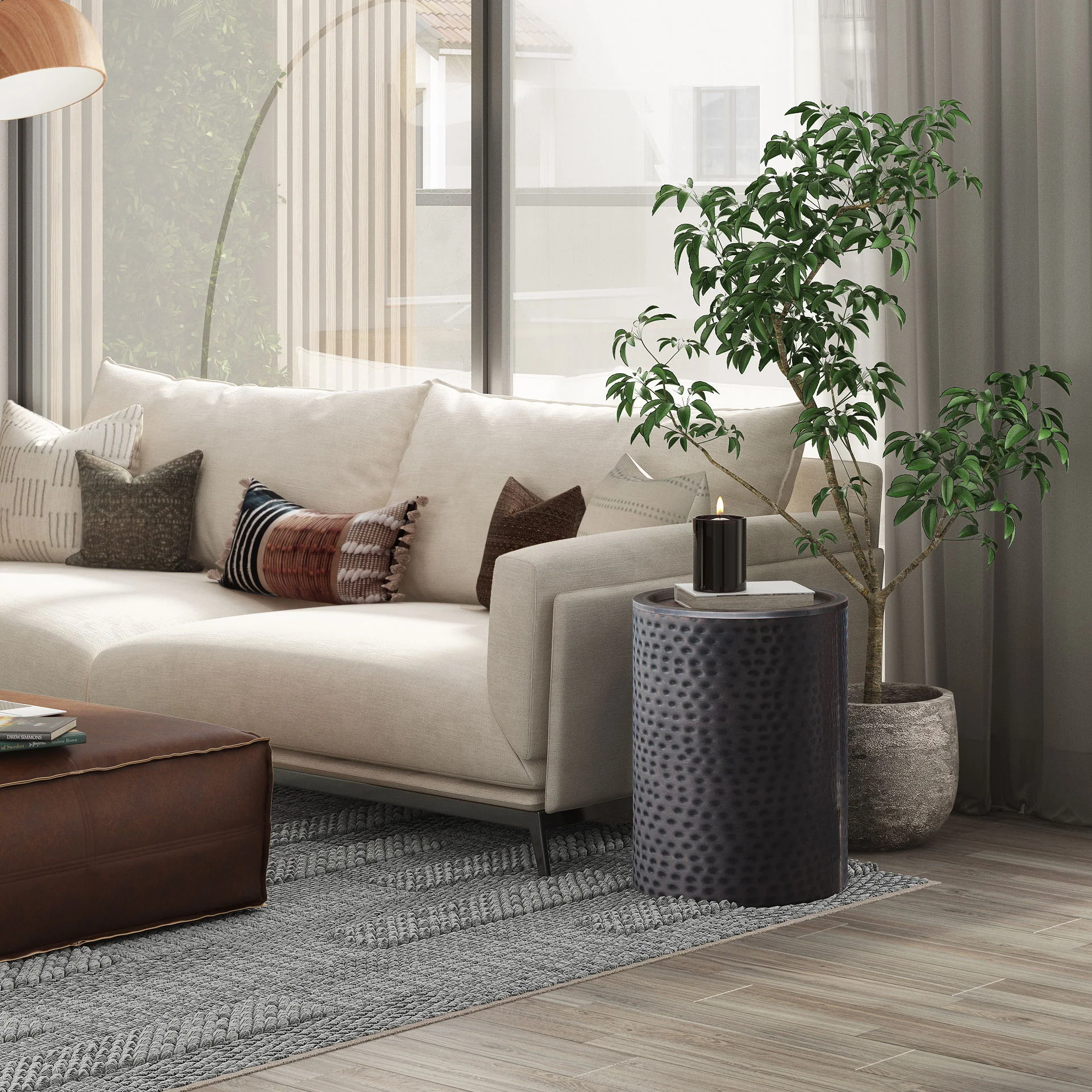 Corbin - Hammered Metal Side Table - Image 5