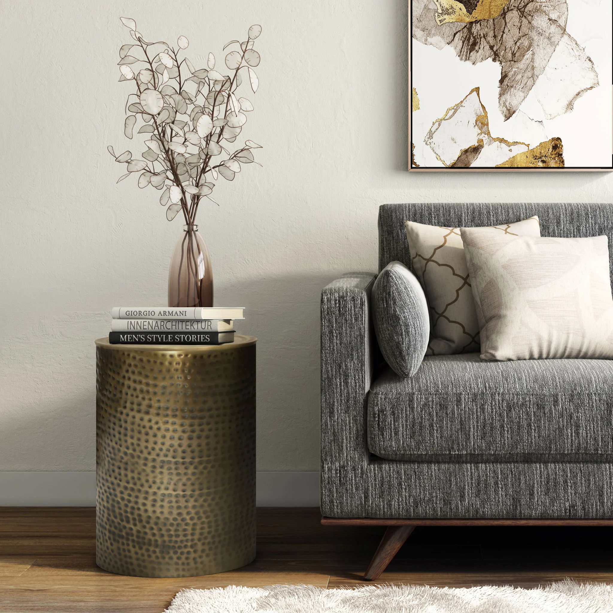 Corbin - Hammered Metal Side Table - Image 7