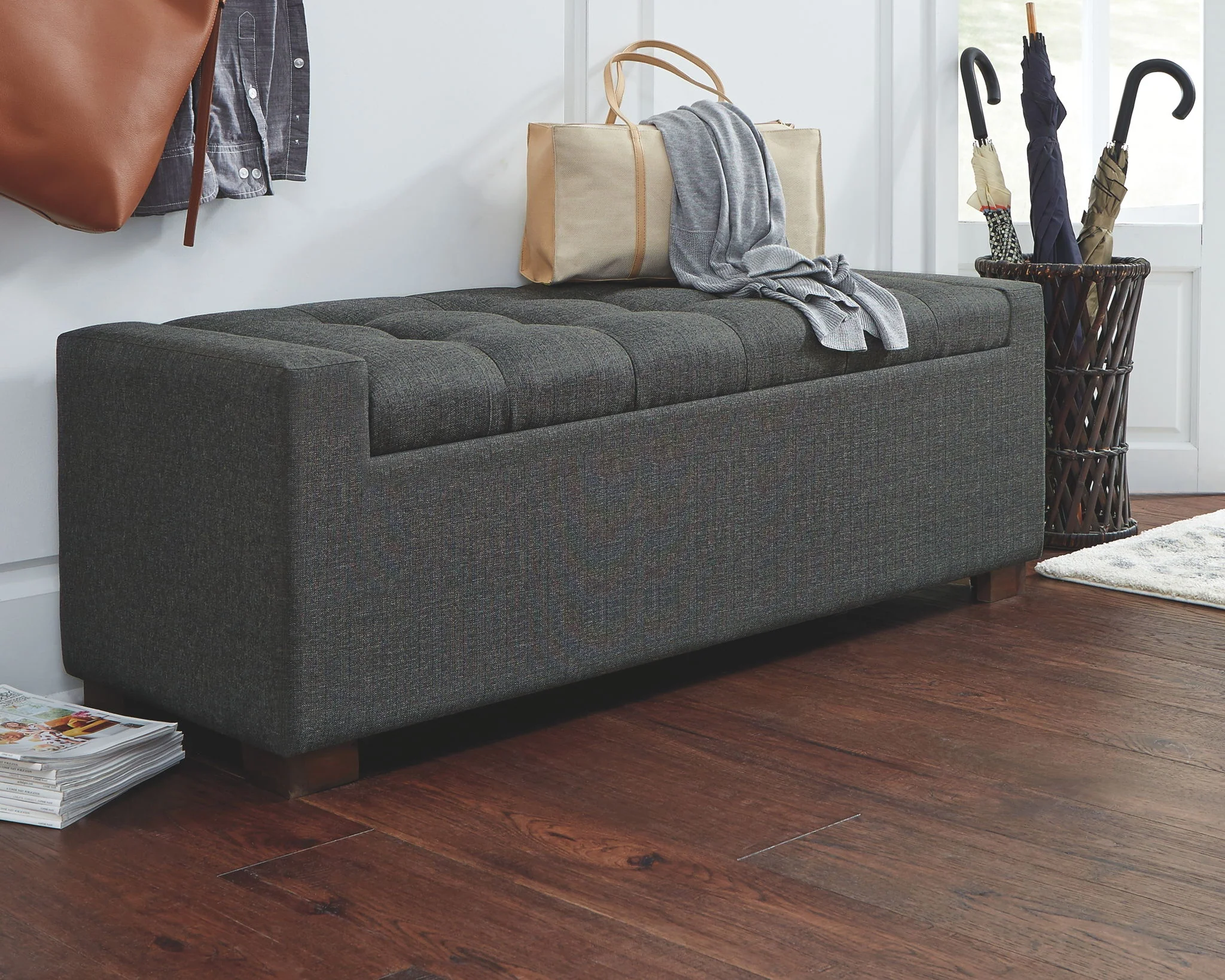 Cortwell - Storage Bench - Gray - Image 4