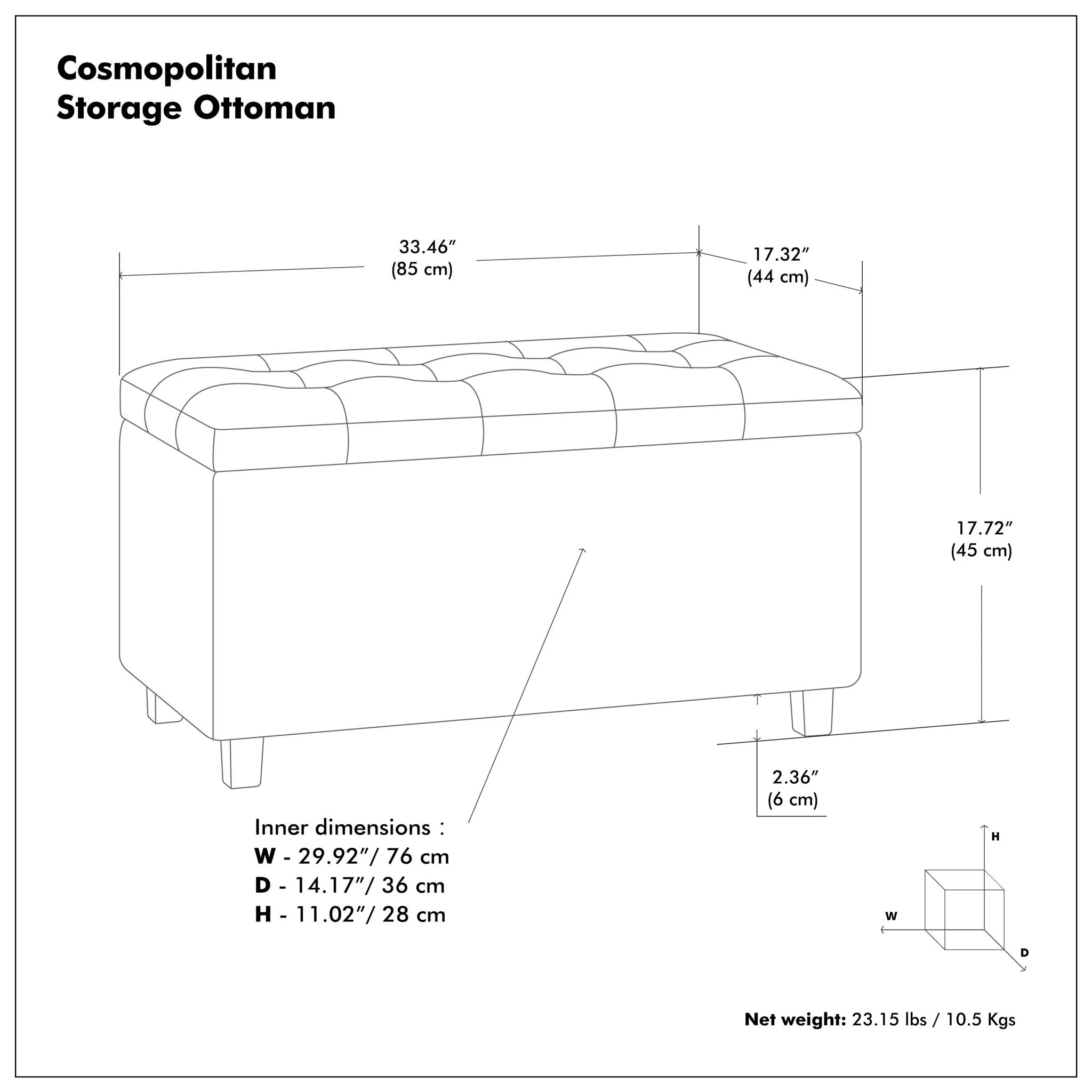 Cosmopolitan - Storage Ottoman - Midnight Black - Image 2