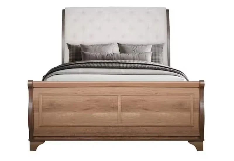 Coventry Hall 5PC Pecan Wood Bedroom Set with Upholstered Sleigh Bed in Queen or King - Image 3