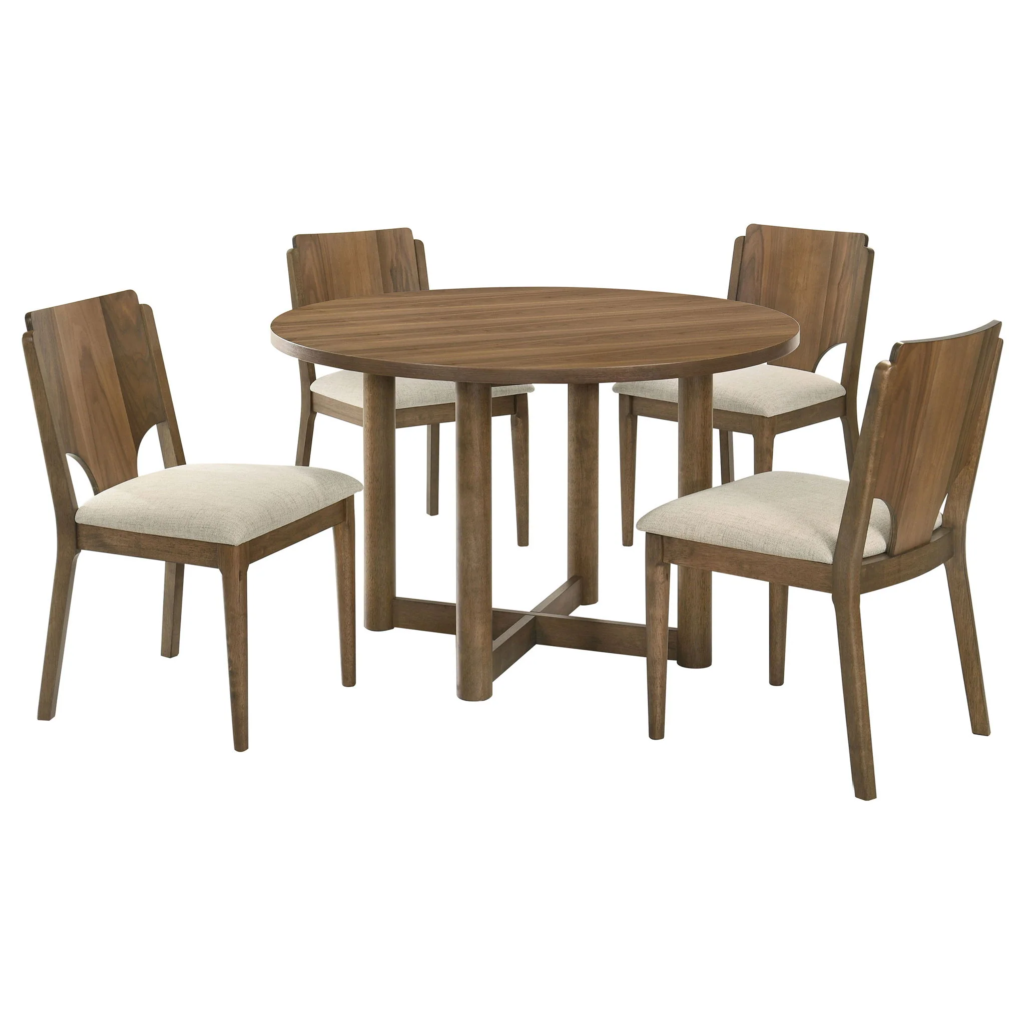 Crestmore 5-piece 46-inch Round Wood Dining Table Set Walnut - Image 4