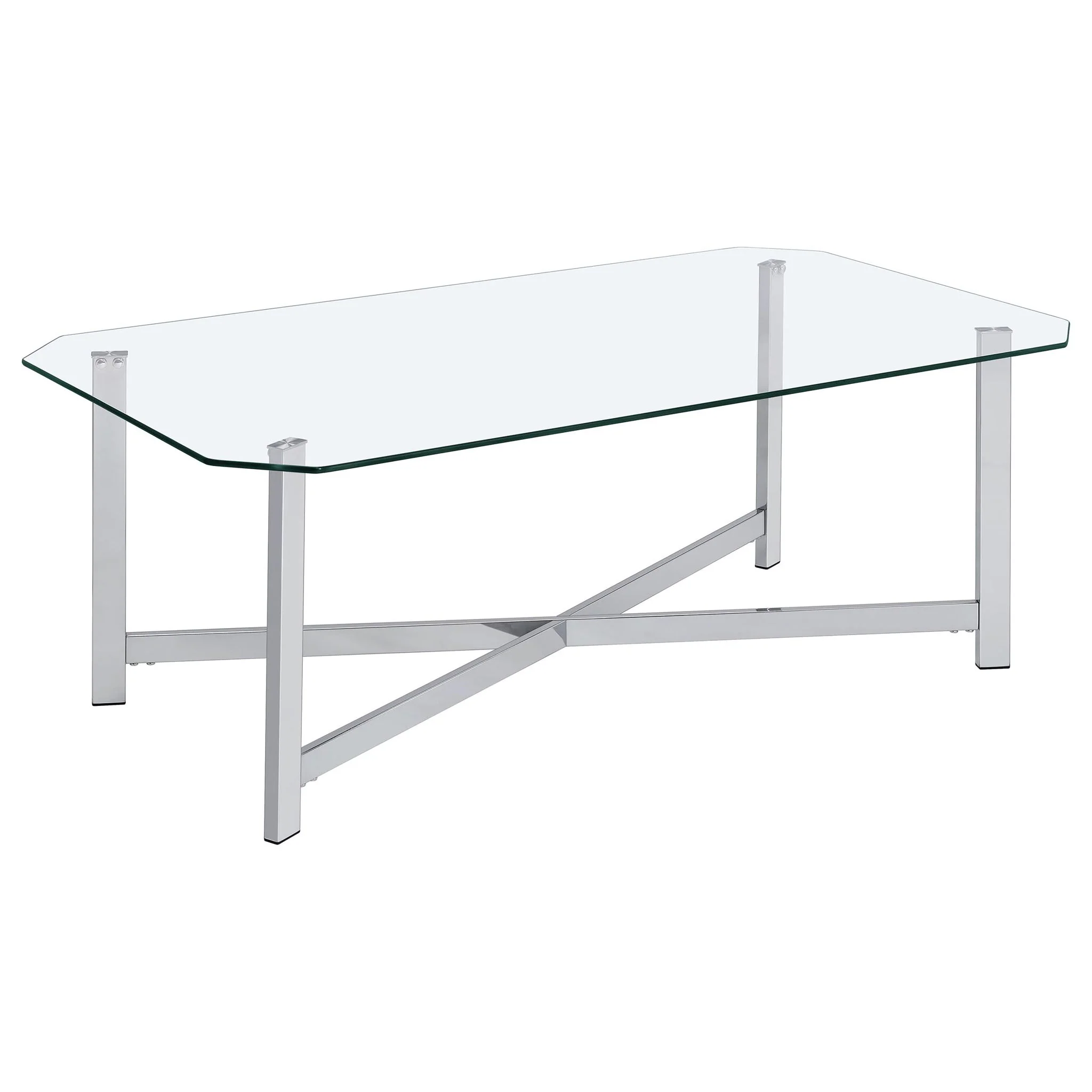 Cronin Rectangular Tempered Glass Top Cocktail Coffee Table Chrome