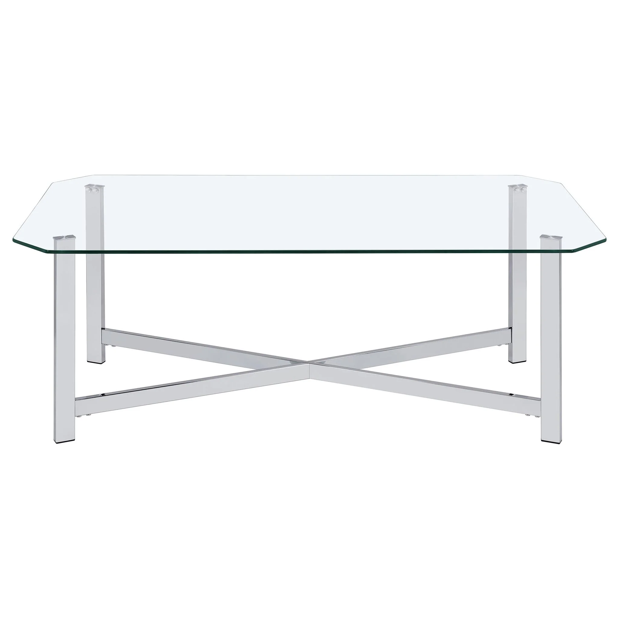 Cronin Rectangular Tempered Glass Top Cocktail Coffee Table Chrome - Image 2