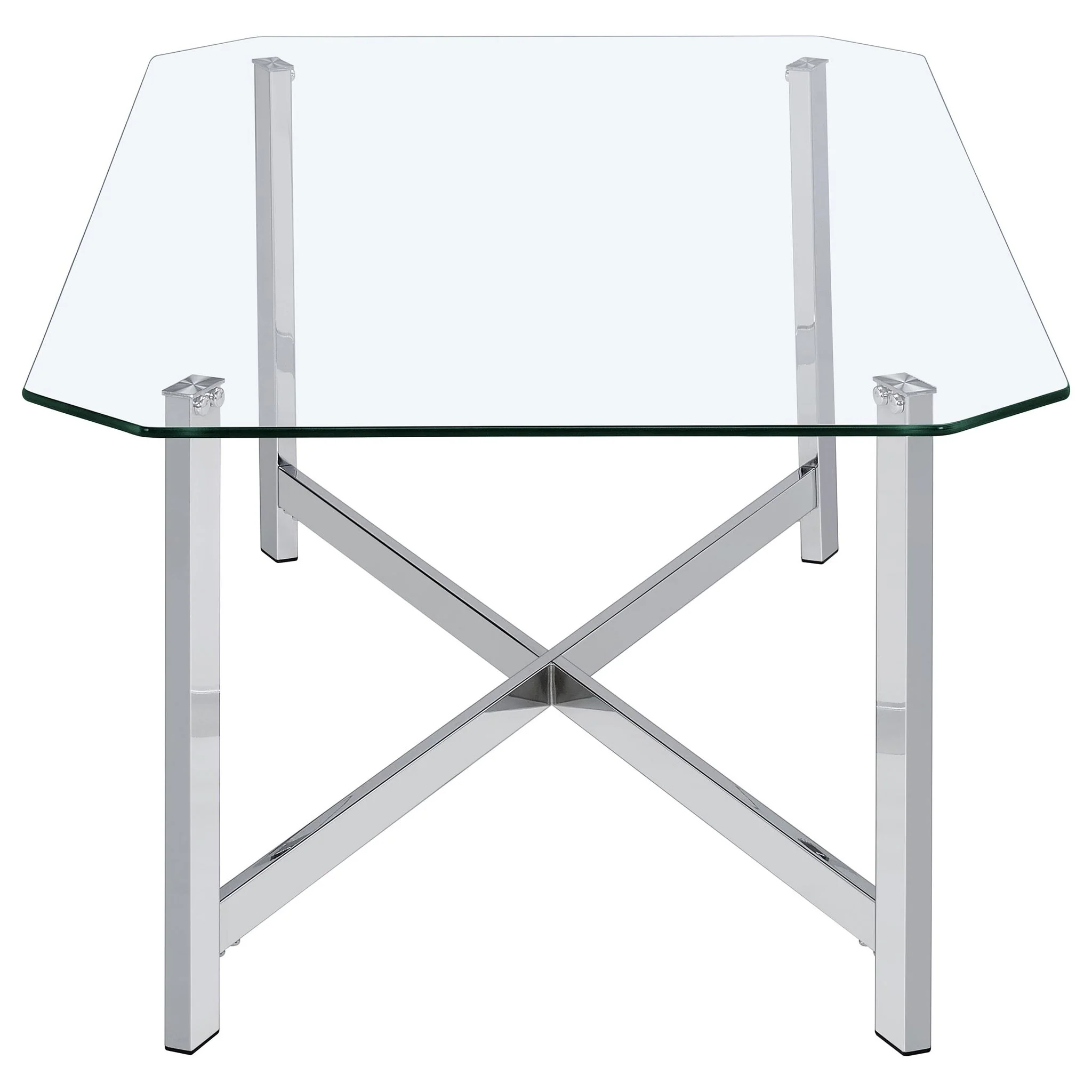 Cronin Rectangular Tempered Glass Top Cocktail Coffee Table Chrome - Image 3