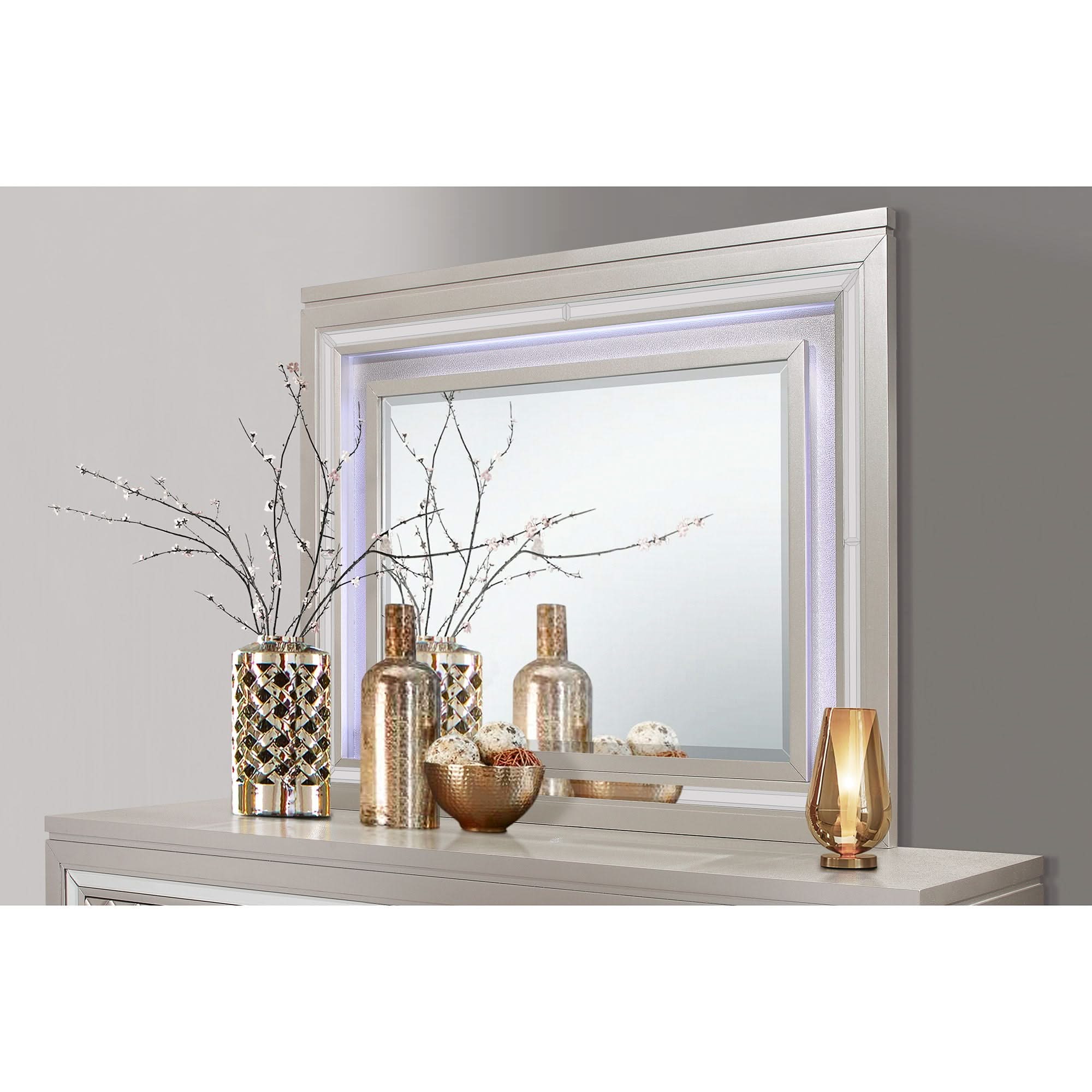 Cross - Glam Mirror With LED - Champagne - Image 2