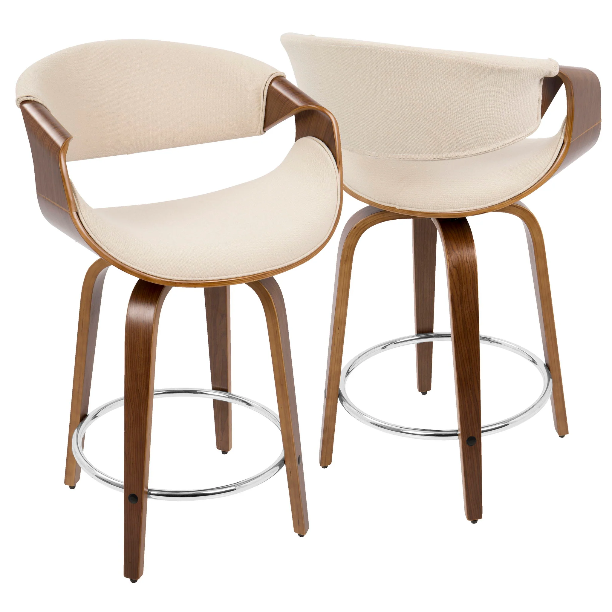 Curvini Mid - Century Modern Fixed Height Counter Stool With Swivel (Set of 2) - Image 3