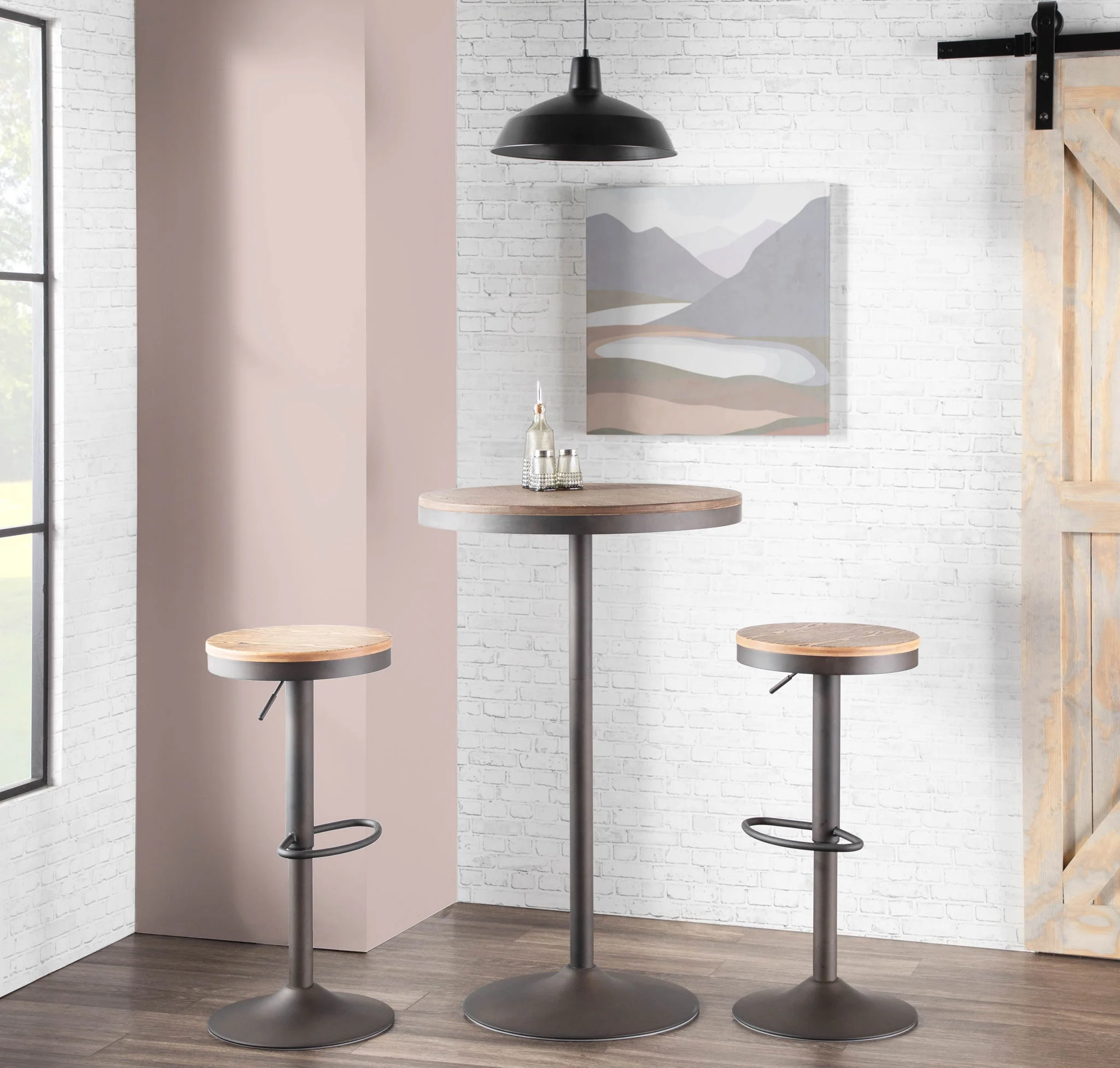 Dakota - Industrial Adjustable Bar / Dinette Table - Antique / Brown - Image 4
