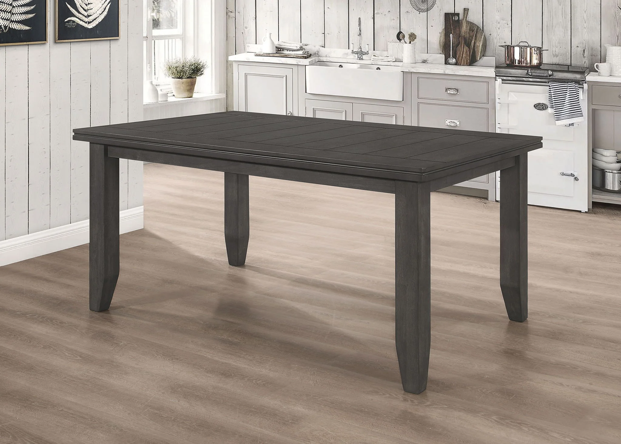 Dalila Rectangular 66-inch Wood Dining Table Dark Grey - Image 4