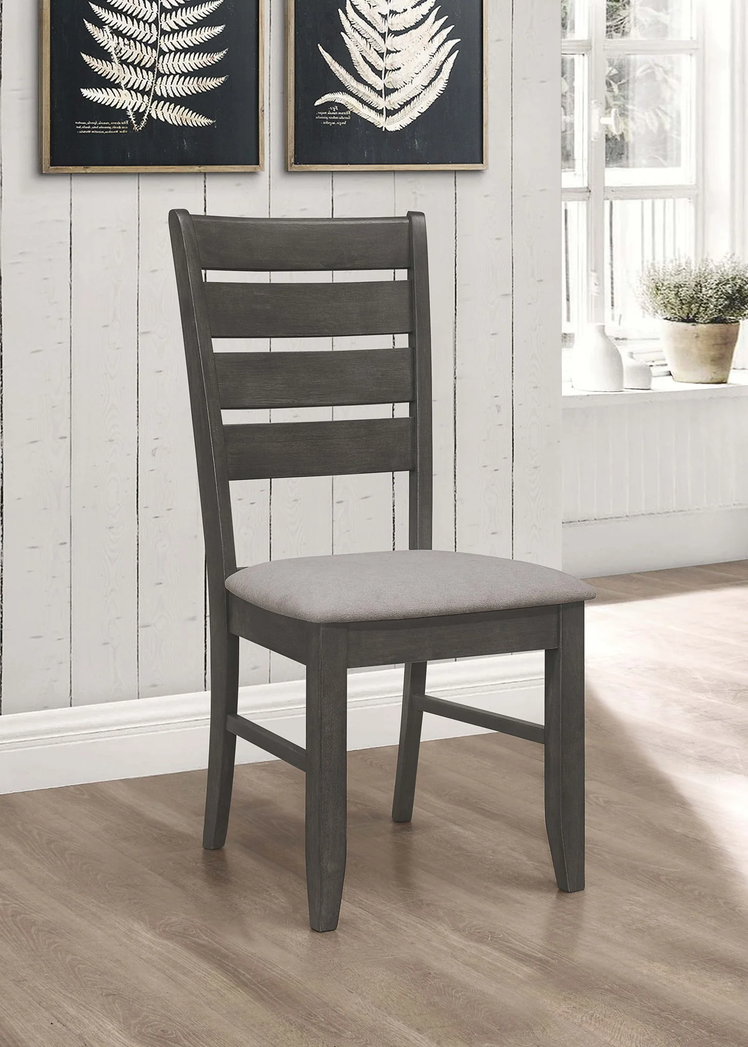 Dalila Wood Dining Side Chair Dark Grey (Set of 2) - Image 2