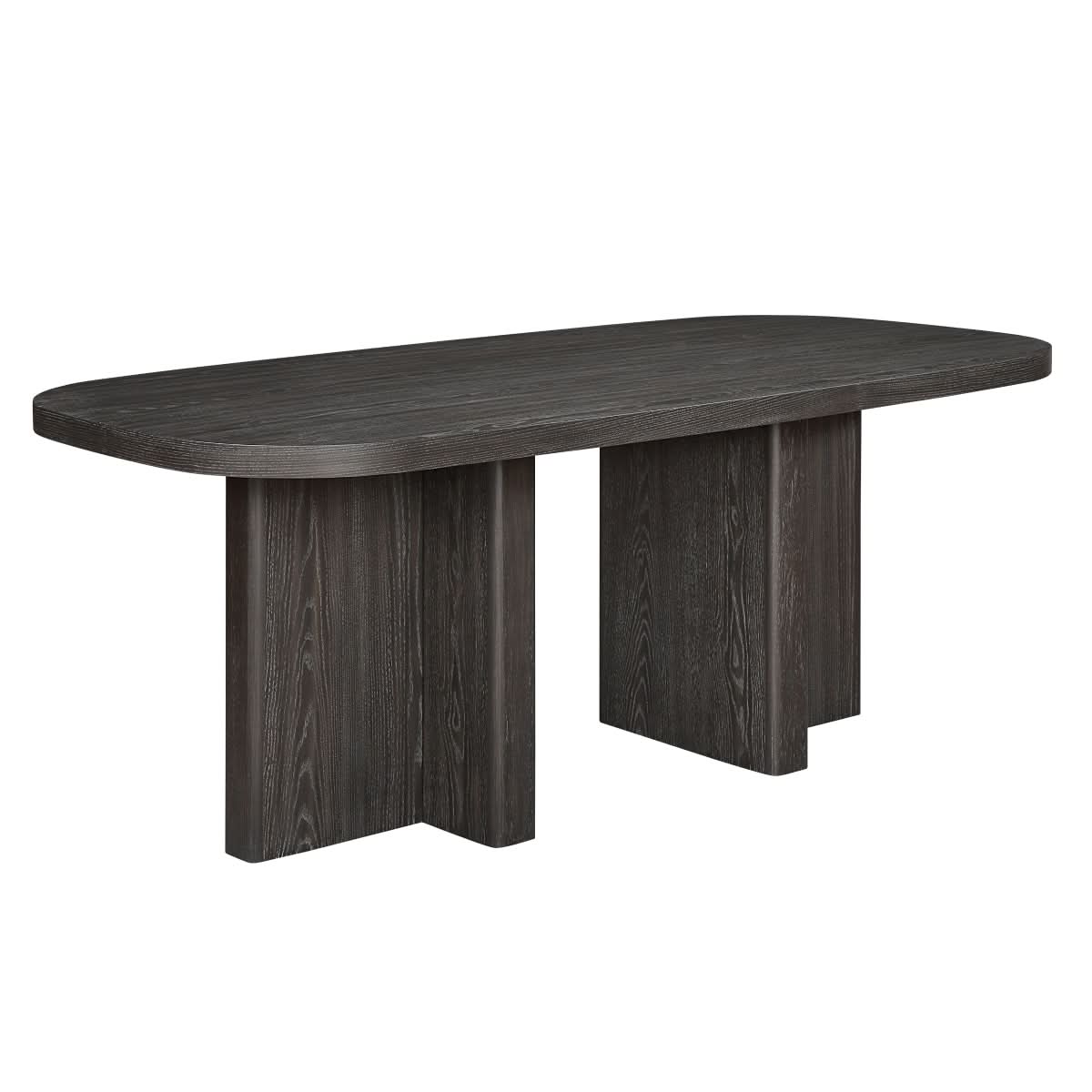 Danford Ebony Contemporary 7PC Dining Set with Textured Wood Grain Table and Boucle Chairs - Image 7