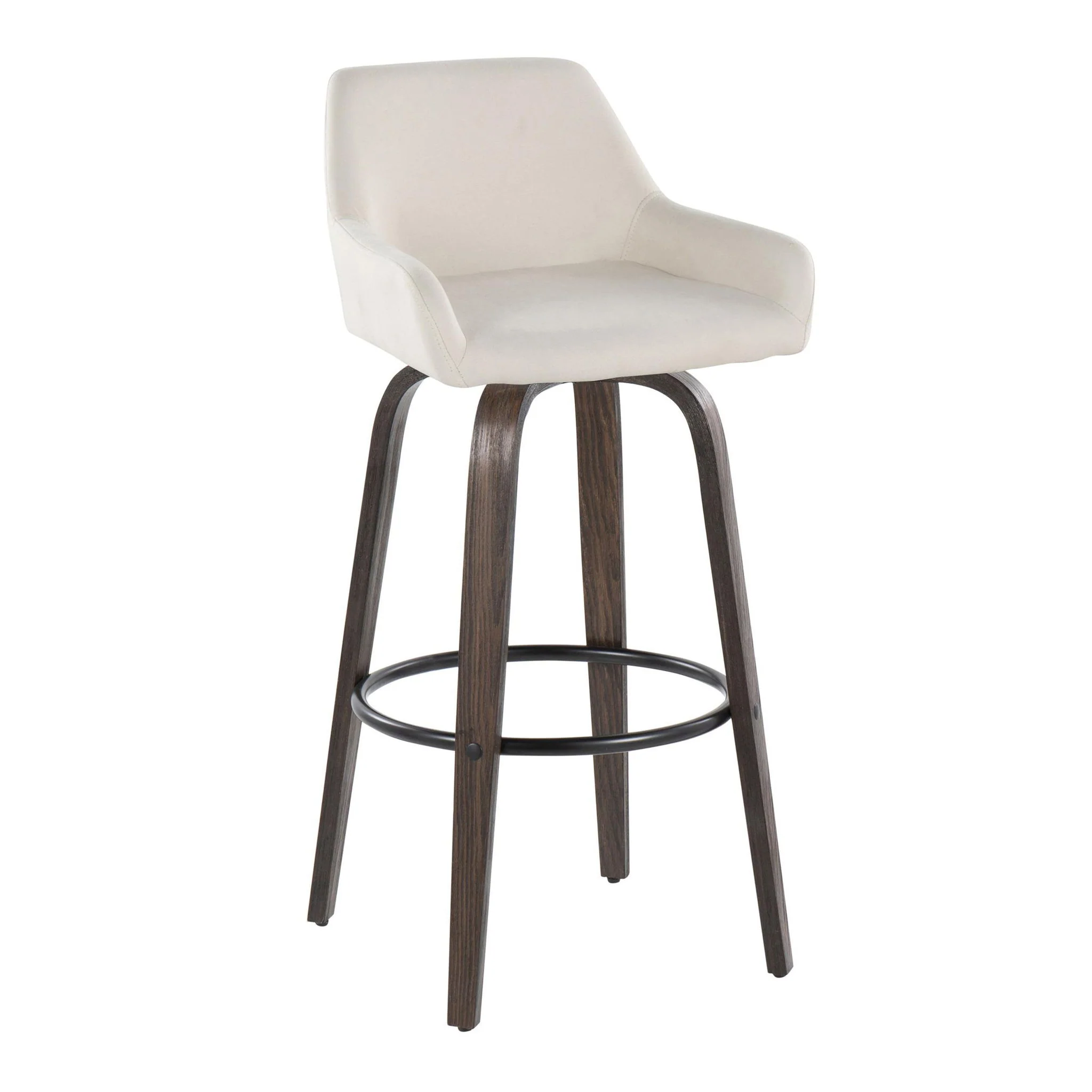 Daniella - Contemporary Fixed Height, Barstool With Swivel With Round Footrest (Set of 2) - Image 16