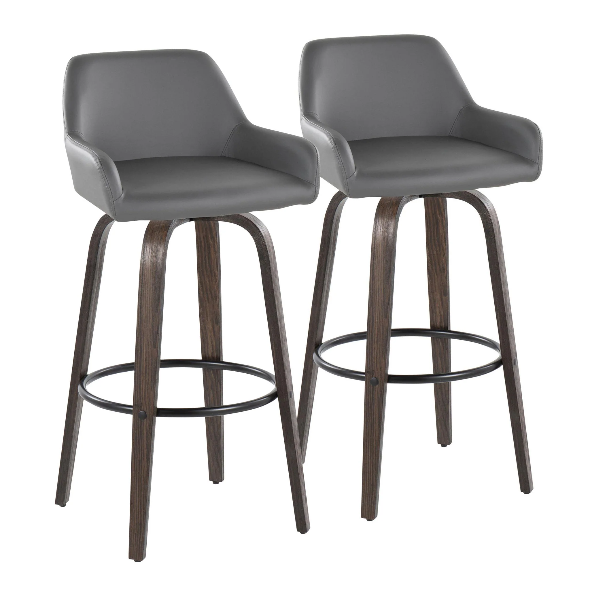Daniella - Contemporary Fixed Height, Barstool With Swivel With Round Footrest (Set of 2) - Image 2