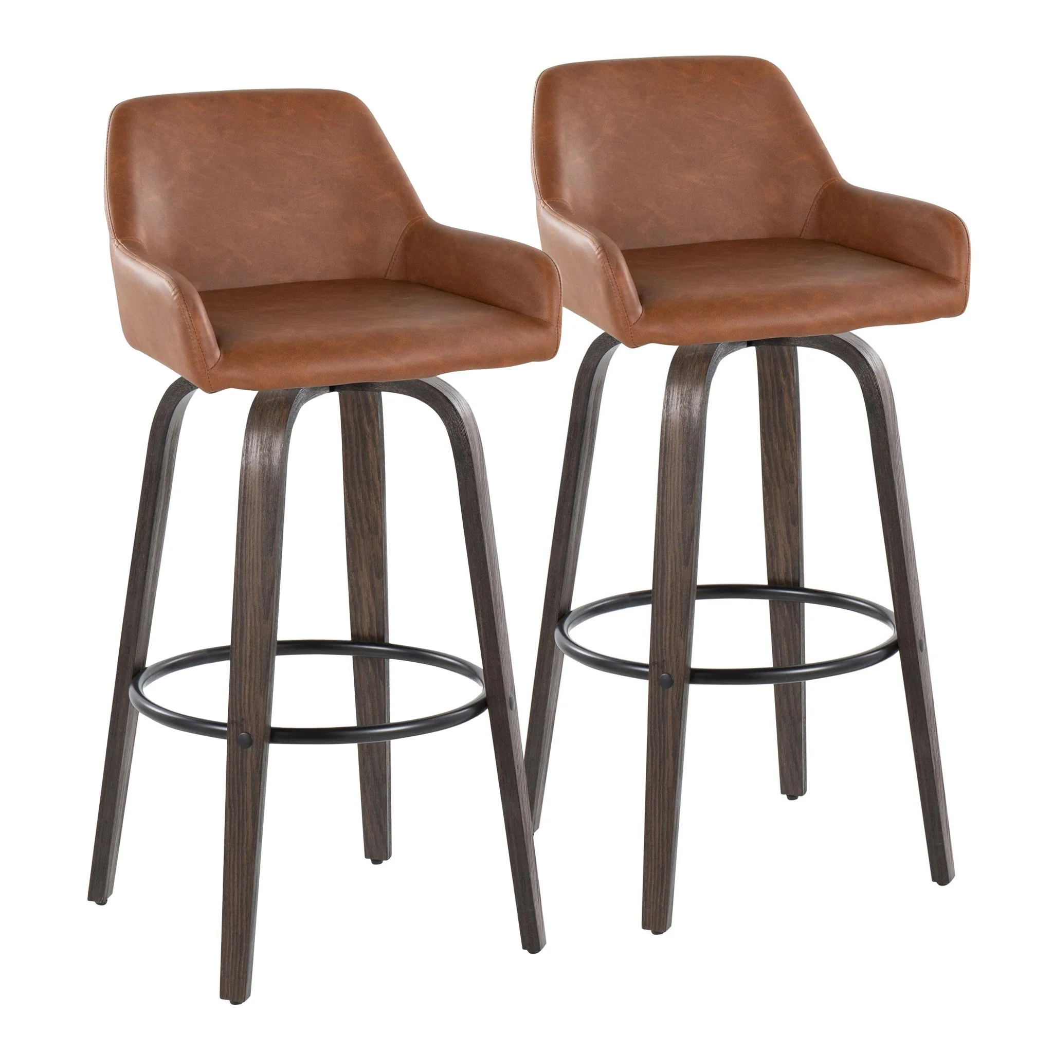 Daniella - Contemporary Fixed Height, Barstool With Swivel With Round Footrest (Set of 2) - Image 3
