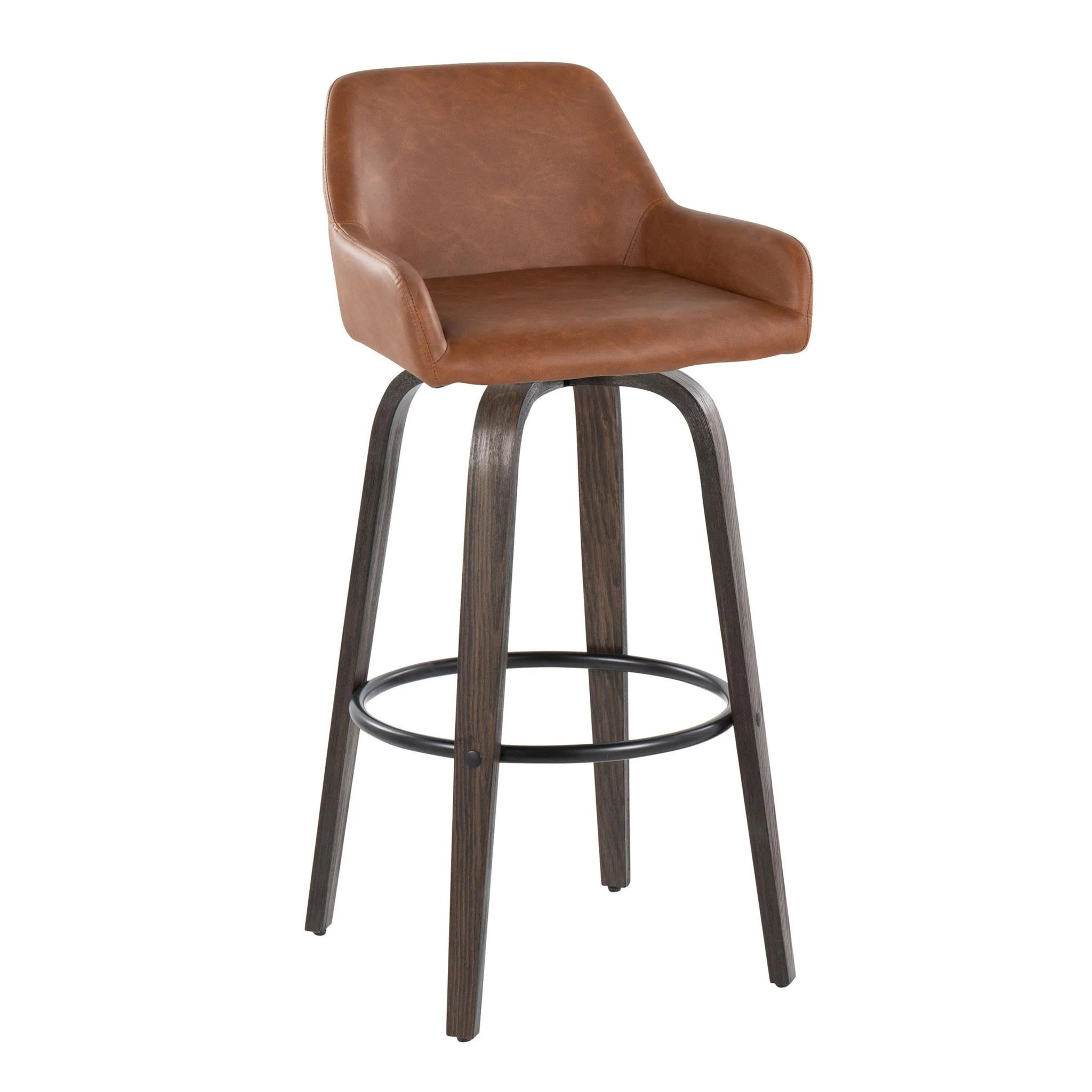 Daniella - Contemporary Fixed Height, Barstool With Swivel With Round Footrest (Set of 2) - Image 6